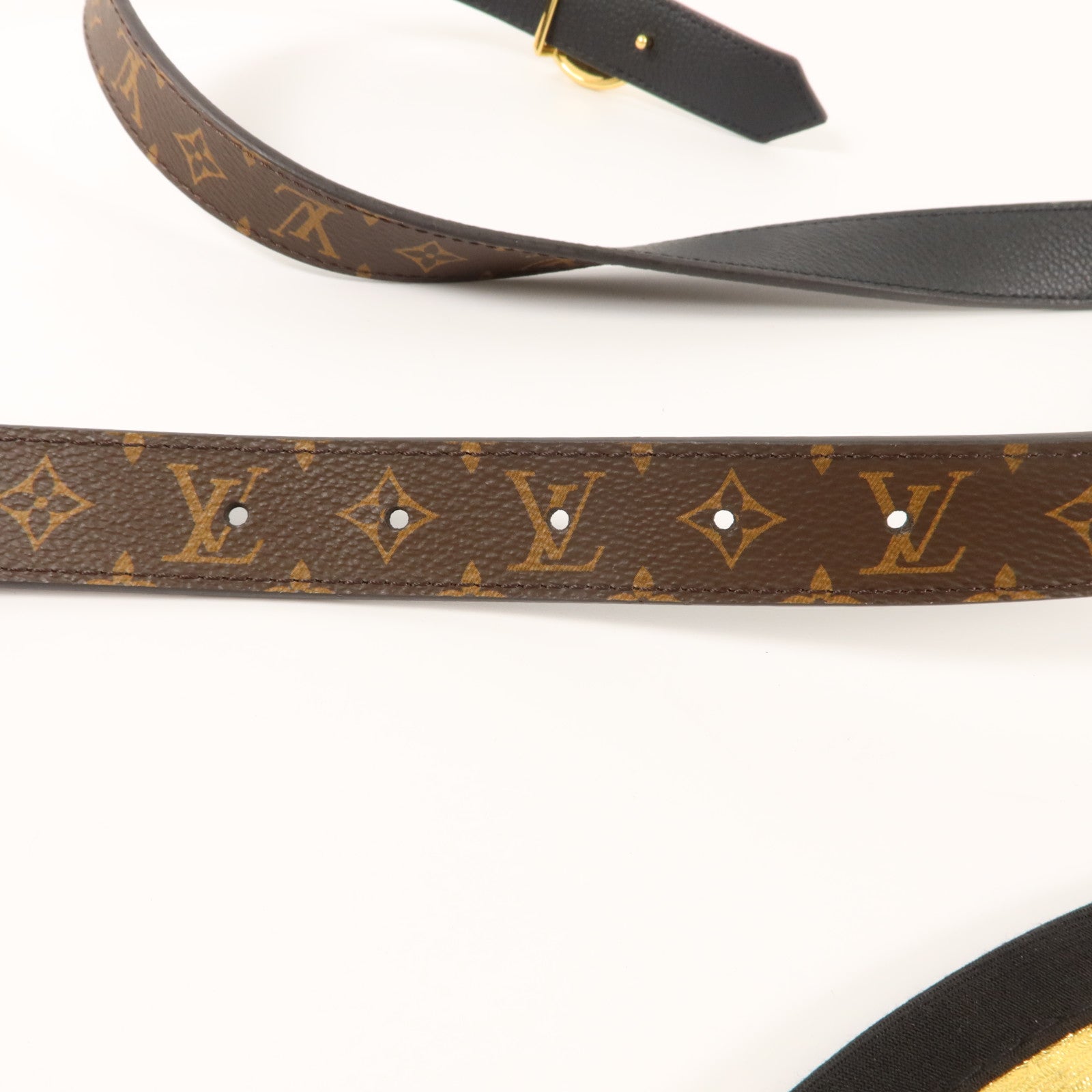 LOUIS VUITTON Monogram Circle Gold Reversible Belt 80cm皮帶