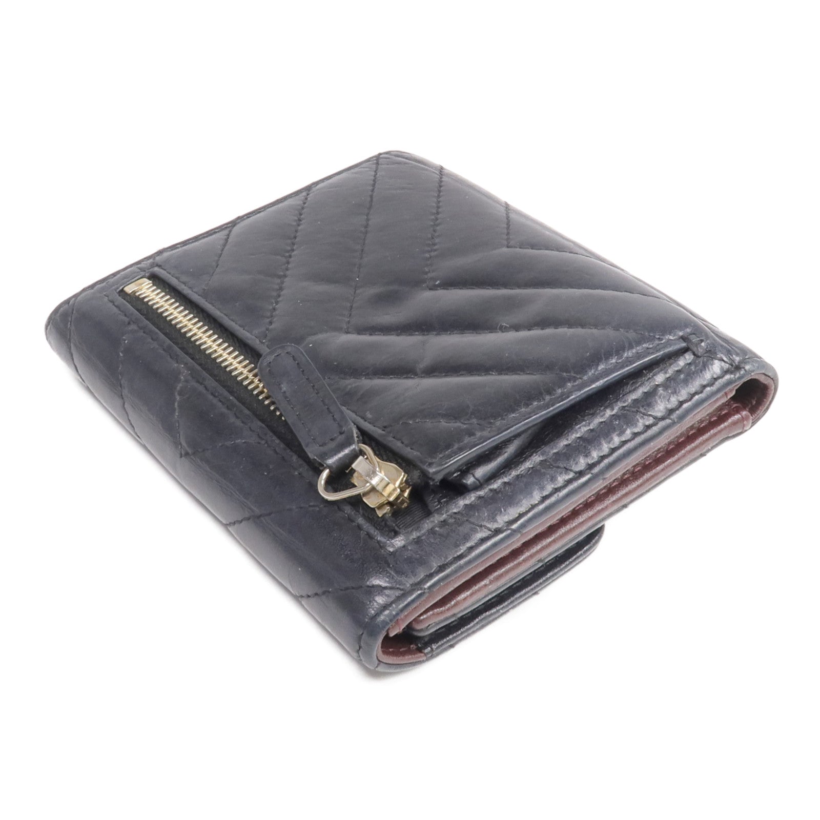 CHANEL 牛皮皮革2.55 Wallet金扣錢包