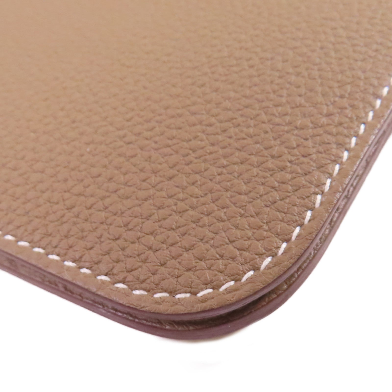 HERMES Togo皮革Dogon Wallet銀扣長錢包Etoupe大象色