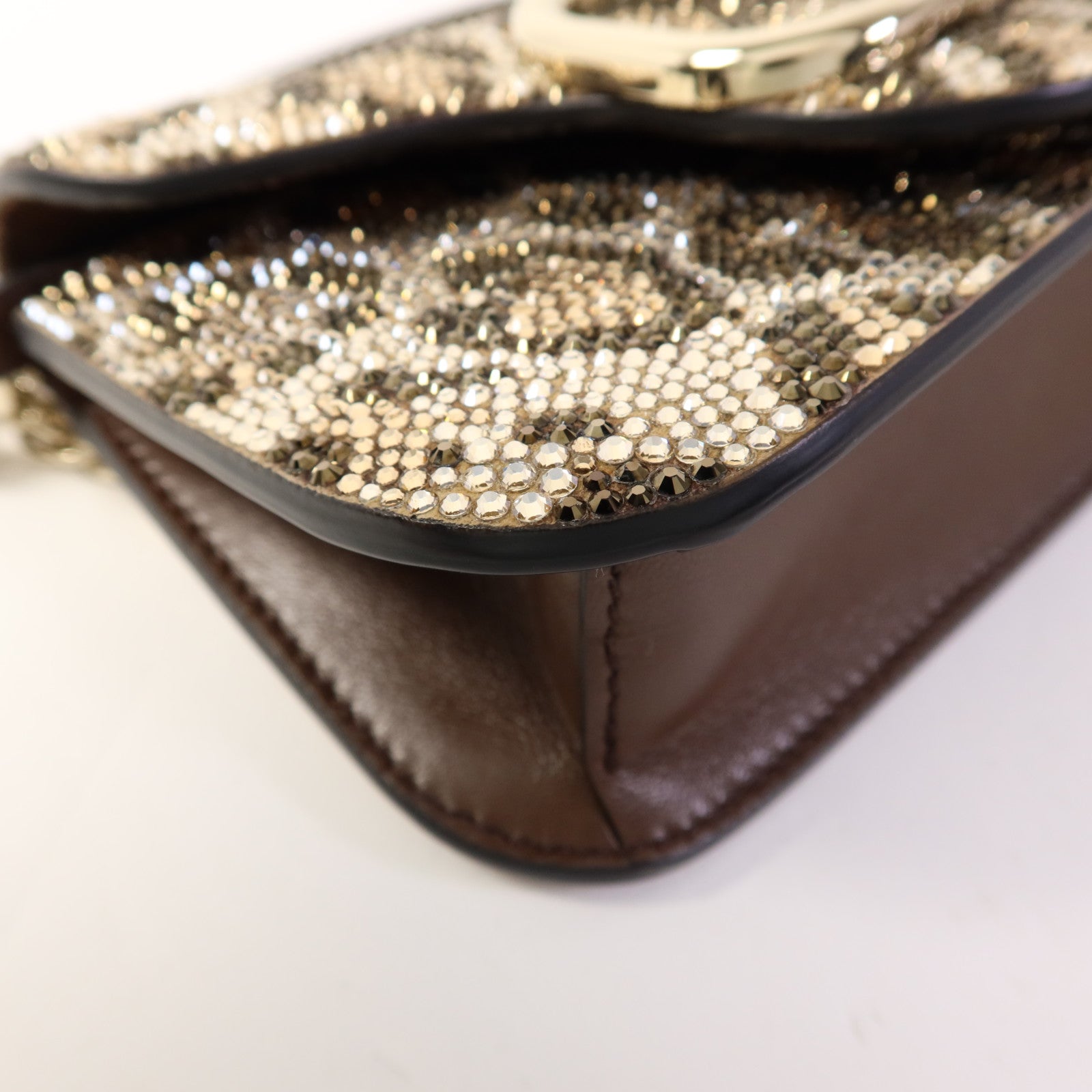 Valentino 牛皮皮革/水晶Shoulder Bag金扣手挽肩背兩用袋