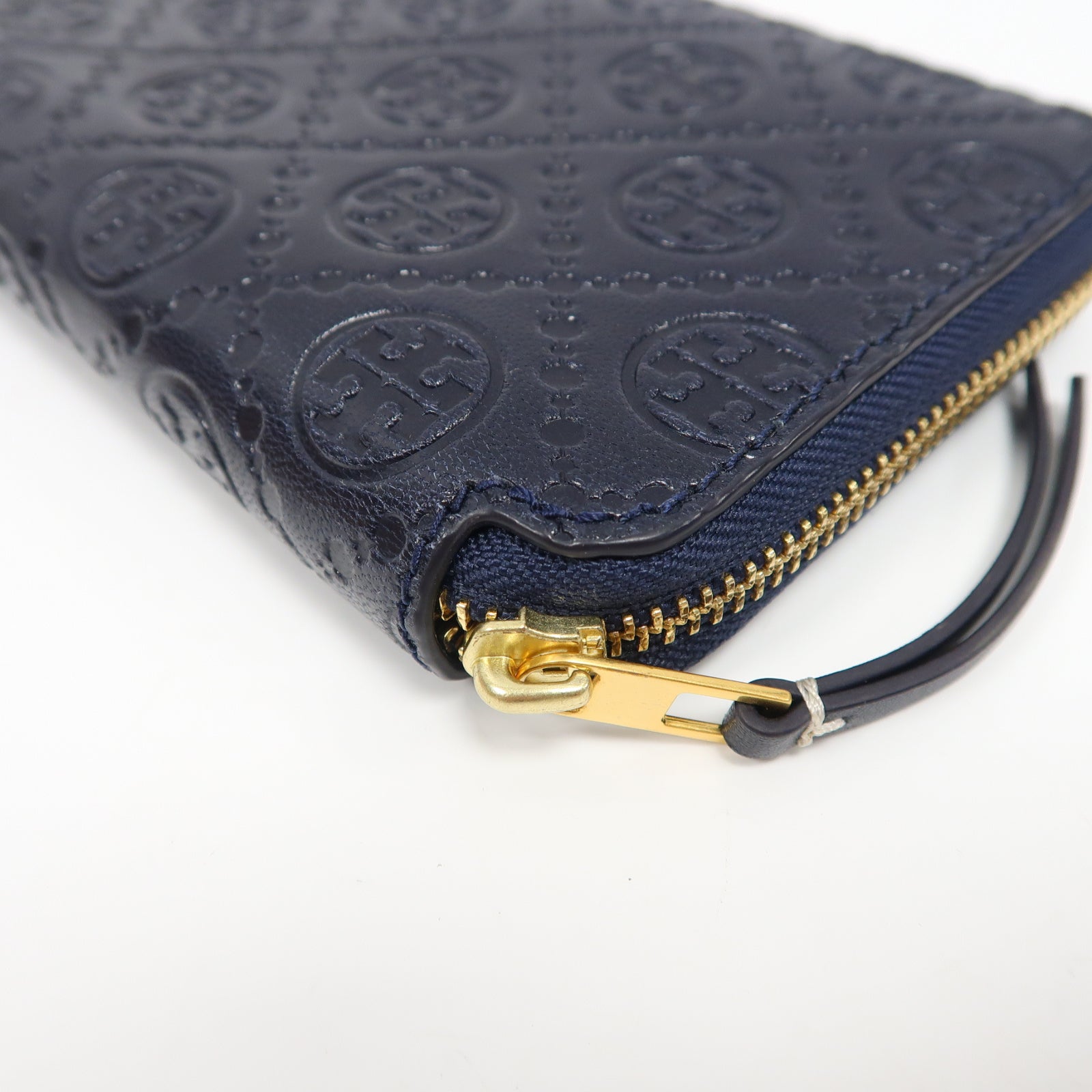 Tory Burch 牛皮皮革Long Wallet金扣長錢包藍色