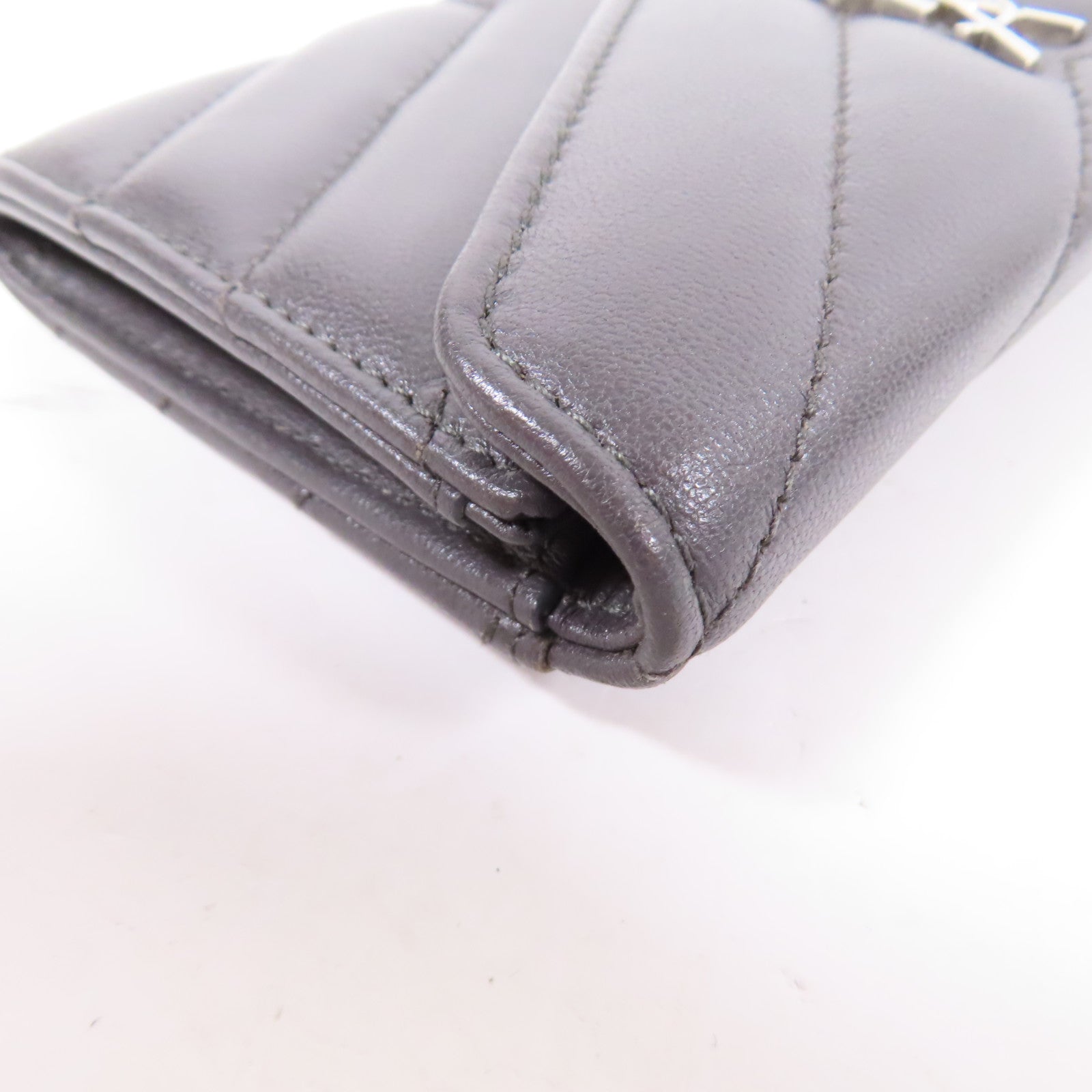 SAINT LAURENT 羊皮皮革Wallet銀扣錢包
