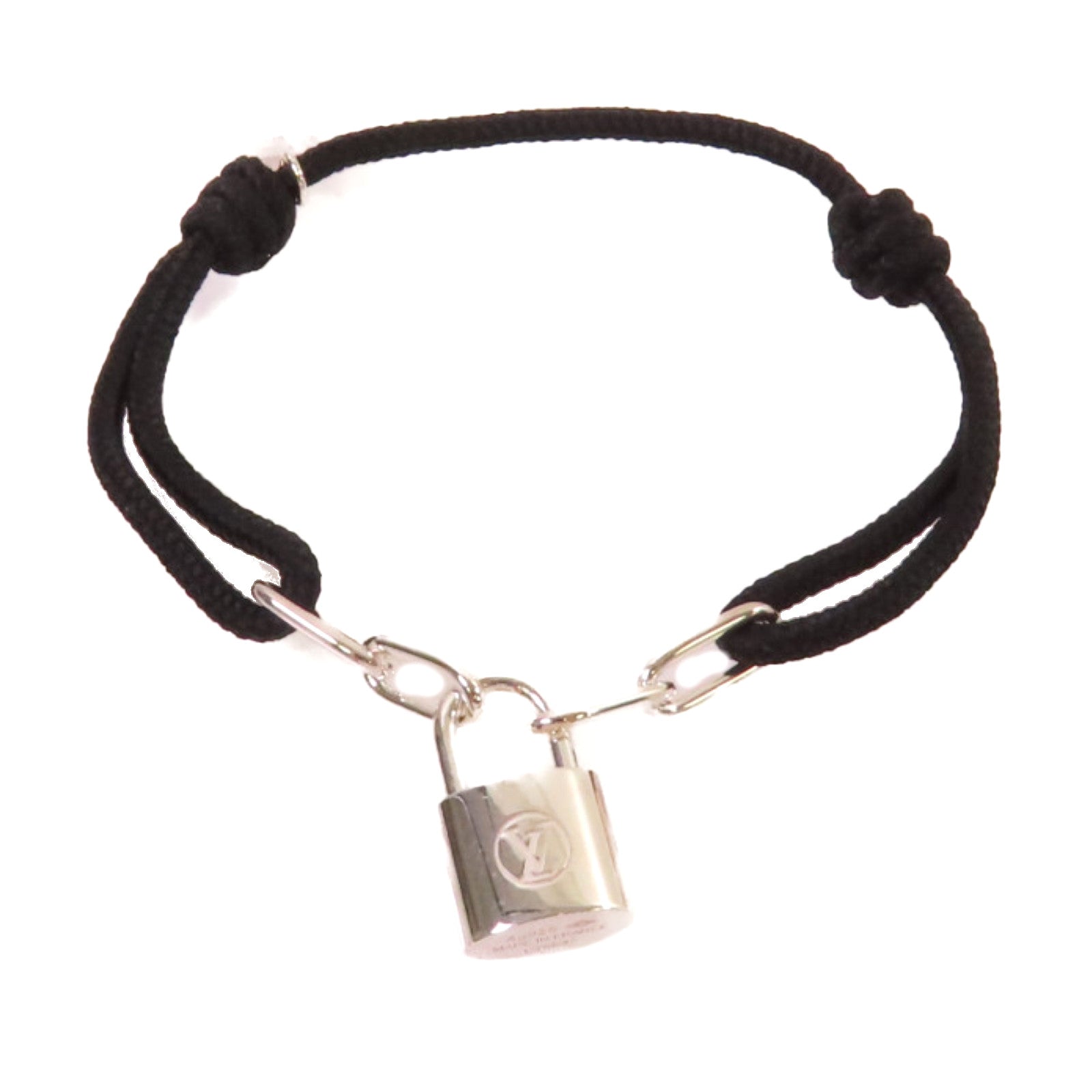 LOUIS VUITTON 952純銀Padlock Bracelet手鏈銀色/黑色