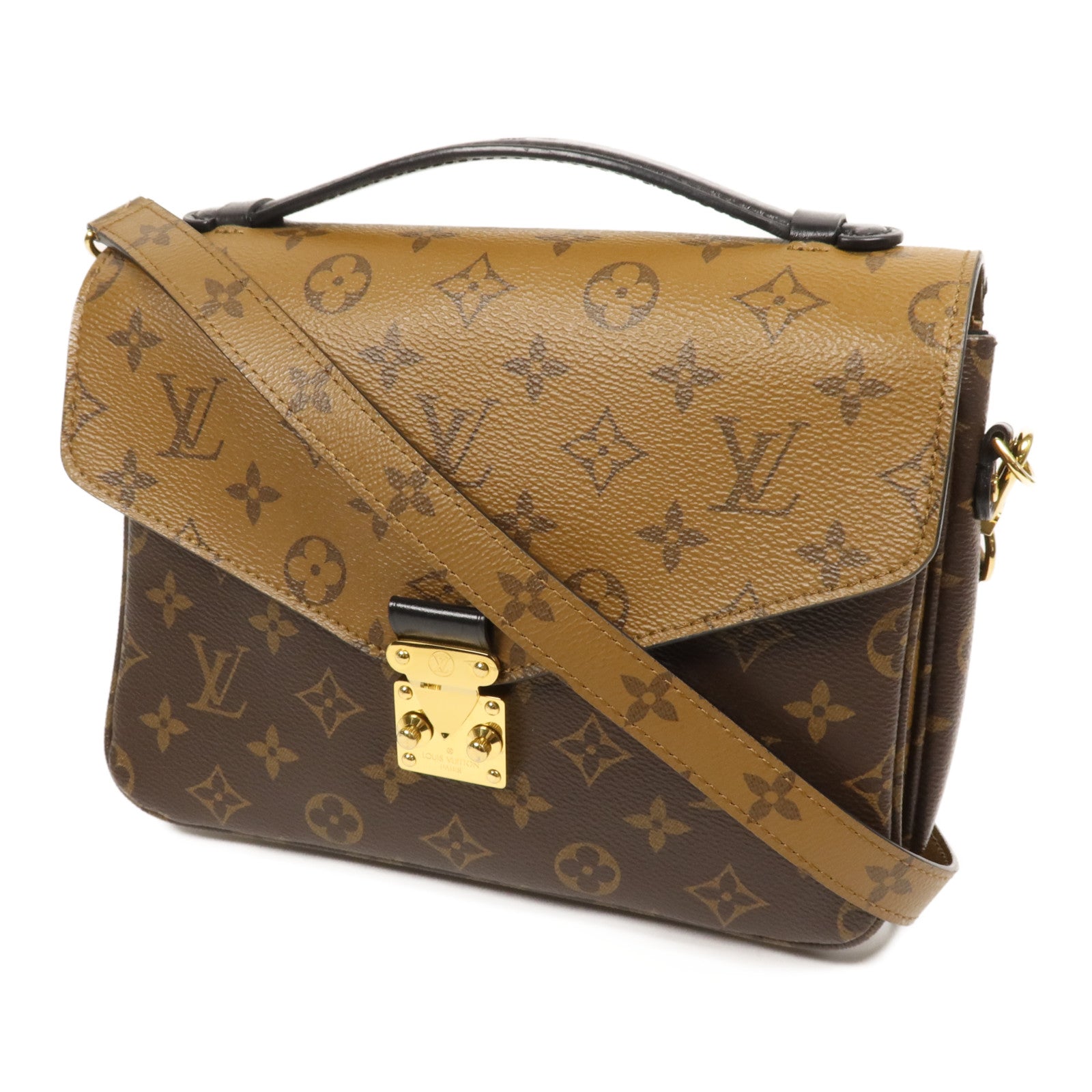 LOUIS VUITTON Monogram Reverse Pochette Metis金扣手挽肩背兩用袋