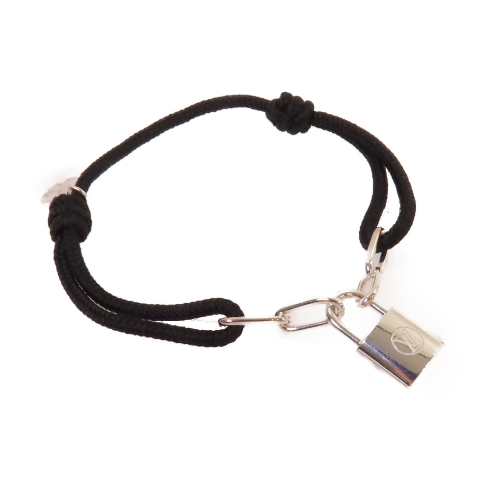 LOUIS VUITTON 952純銀Padlock Bracelet手鏈銀色/黑色