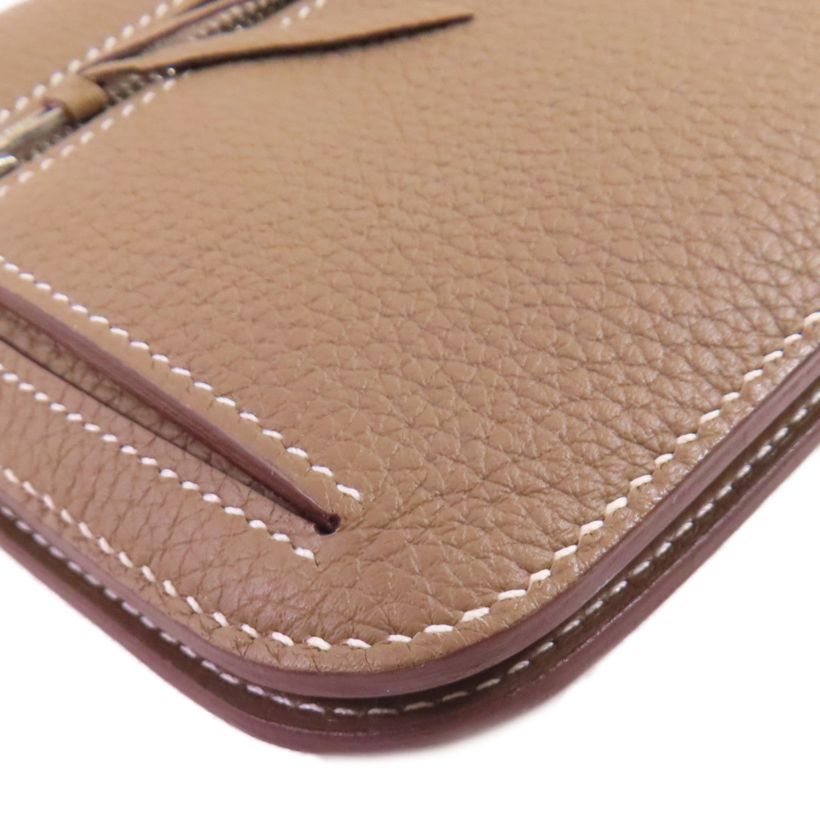 HERMES Togo皮革Dogon Wallet銀扣長錢包Etoupe大象色