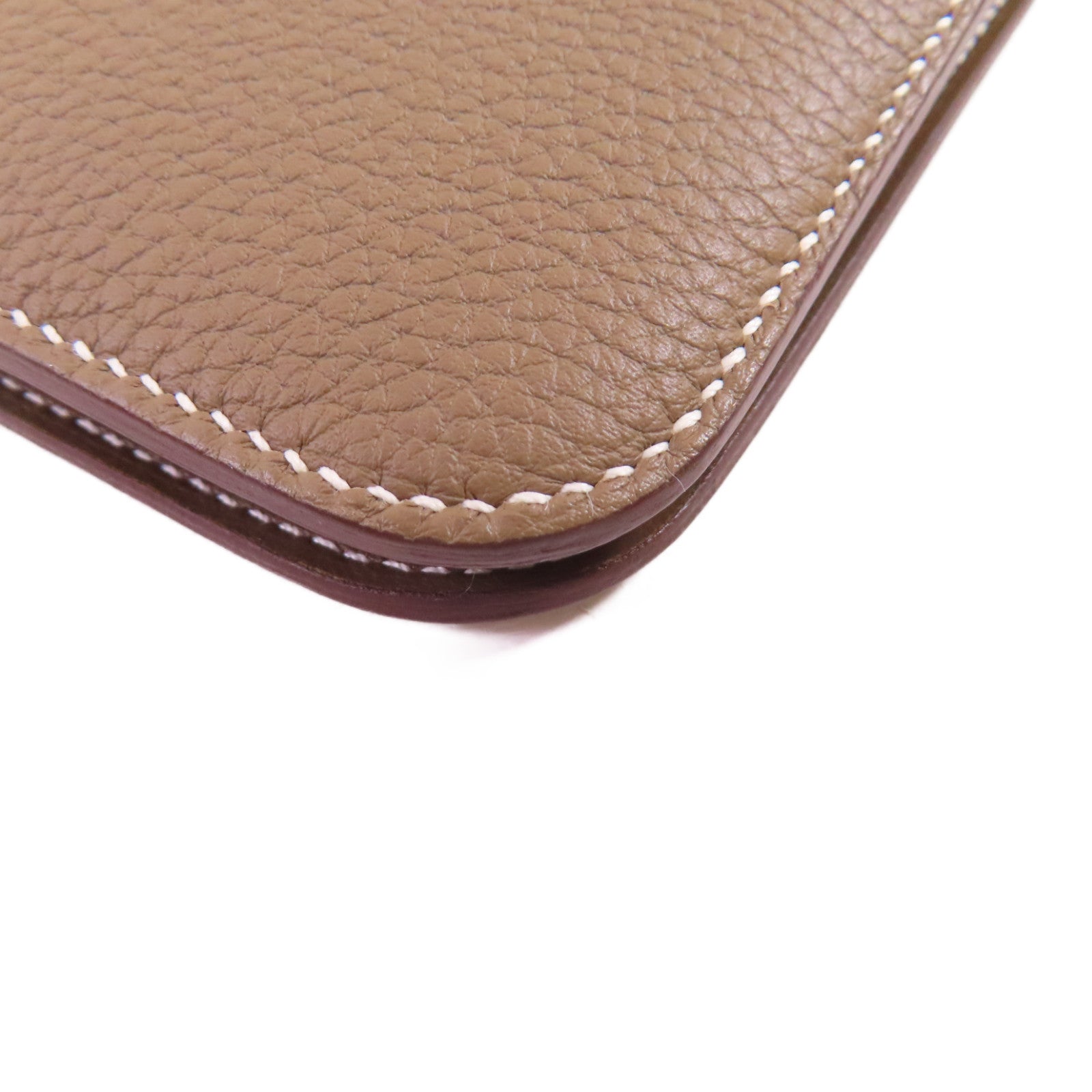 HERMES Togo皮革Dogon Wallet銀扣長錢包Etoupe大象色