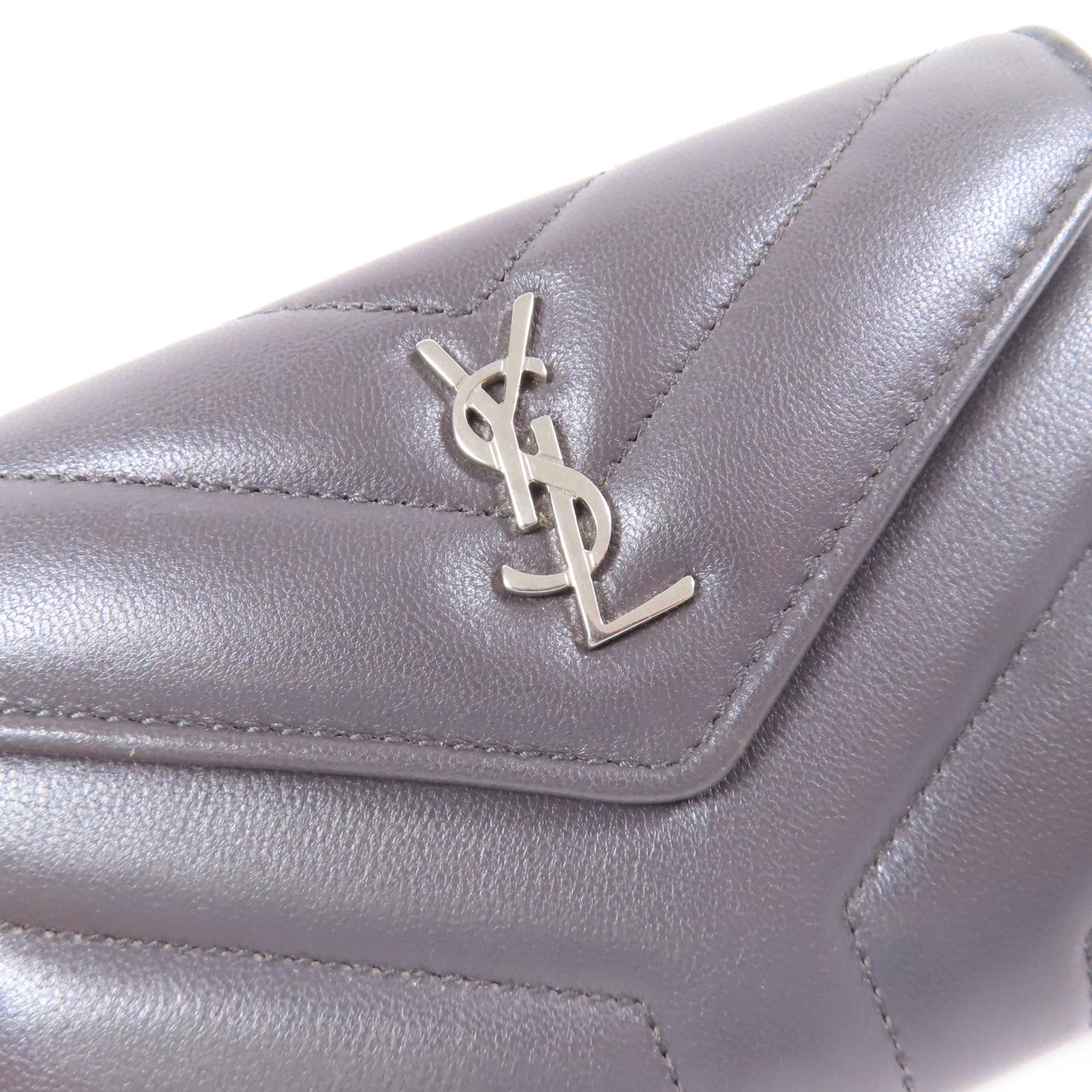 SAINT LAURENT 羊皮皮革Wallet銀扣錢包