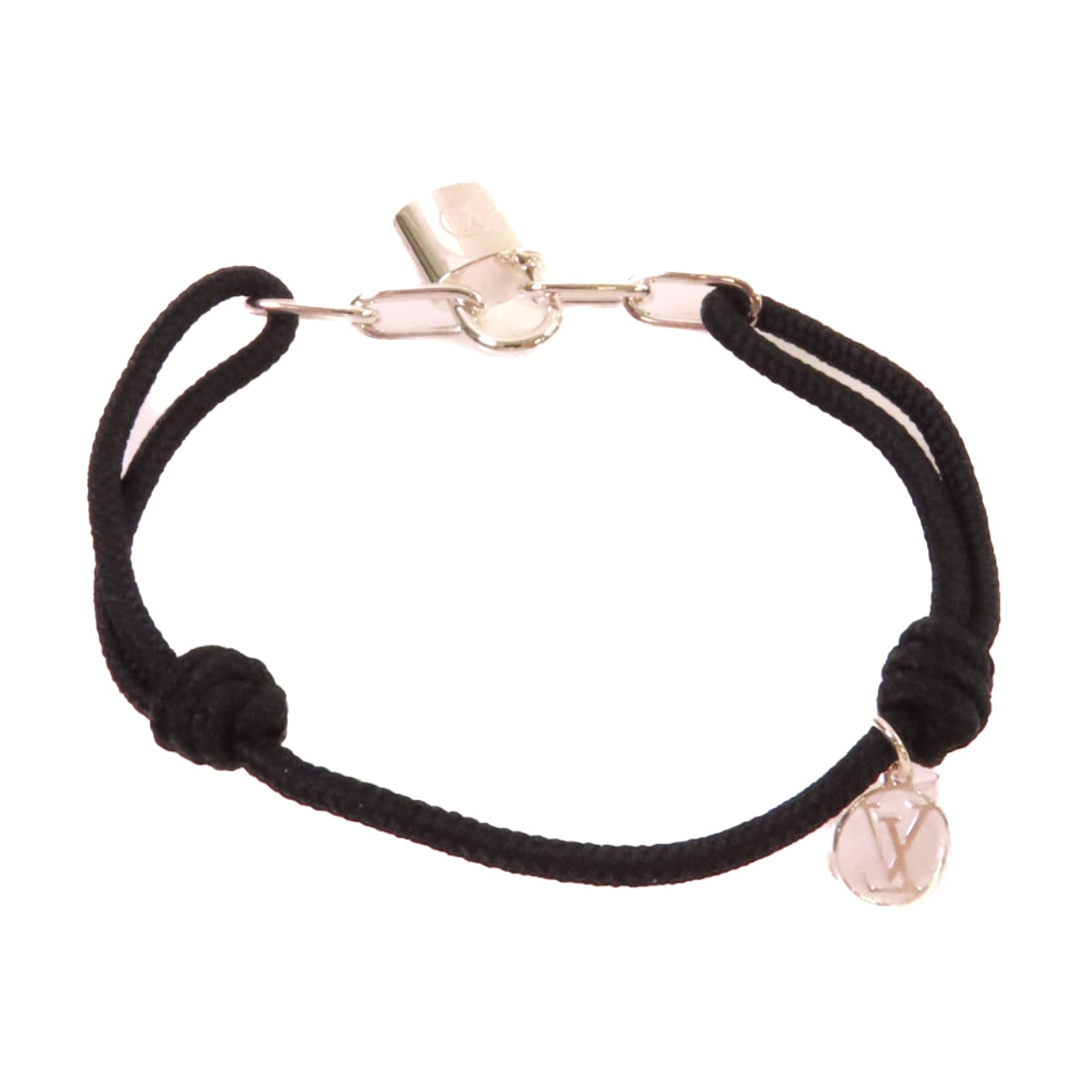 LOUIS VUITTON 952純銀Padlock Bracelet手鏈銀色/黑色