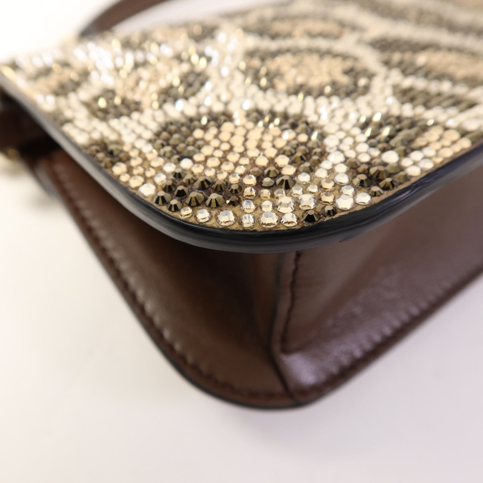 Valentino 牛皮皮革/水晶Shoulder Bag金扣手挽肩背兩用袋