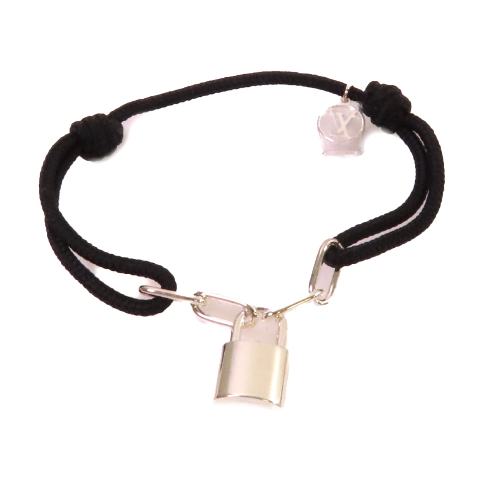 LOUIS VUITTON 952純銀Padlock Bracelet手鏈銀色/黑色