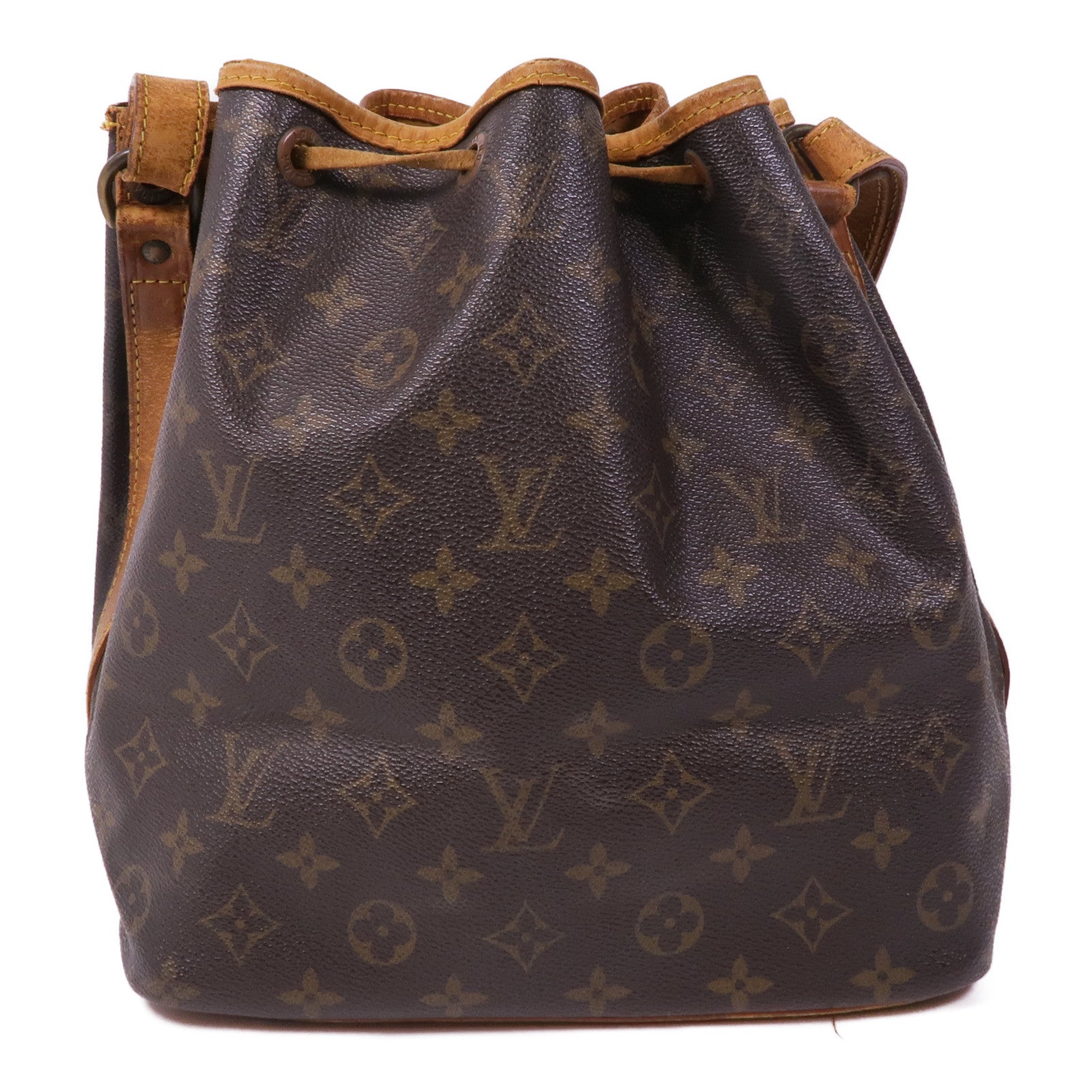 LOUIS VUITTON Monogram Petit Noe金扣肩背袋棕色