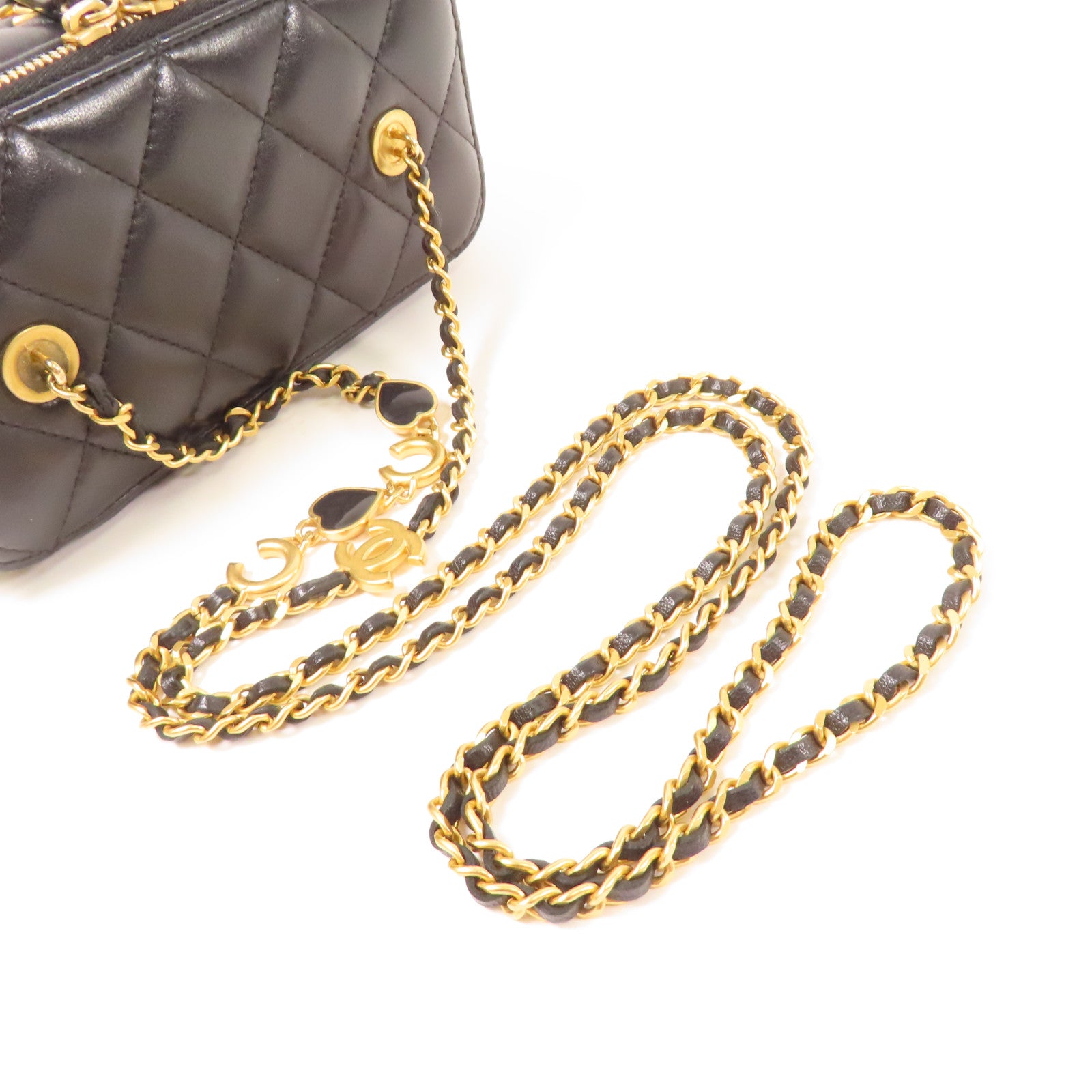 CHANEL 羊皮皮革Vanity Case金扣鏈帶肩背袋