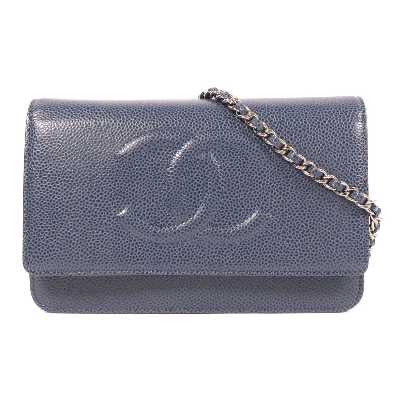 CHANEL 牛皮皮革WOC銀扣鏈帶肩背袋