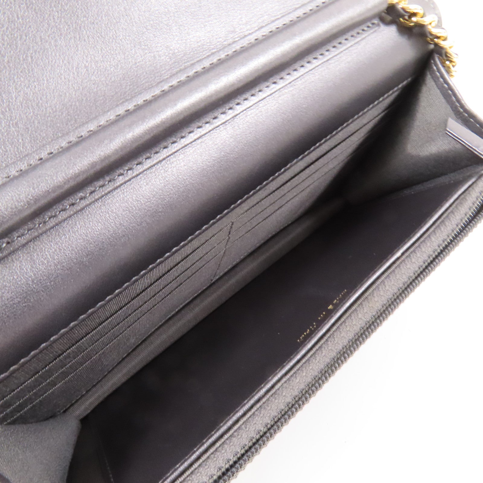CHANEL 牛皮皮革/天鵝絨WOC Wallet On Chain金扣鏈帶肩背袋