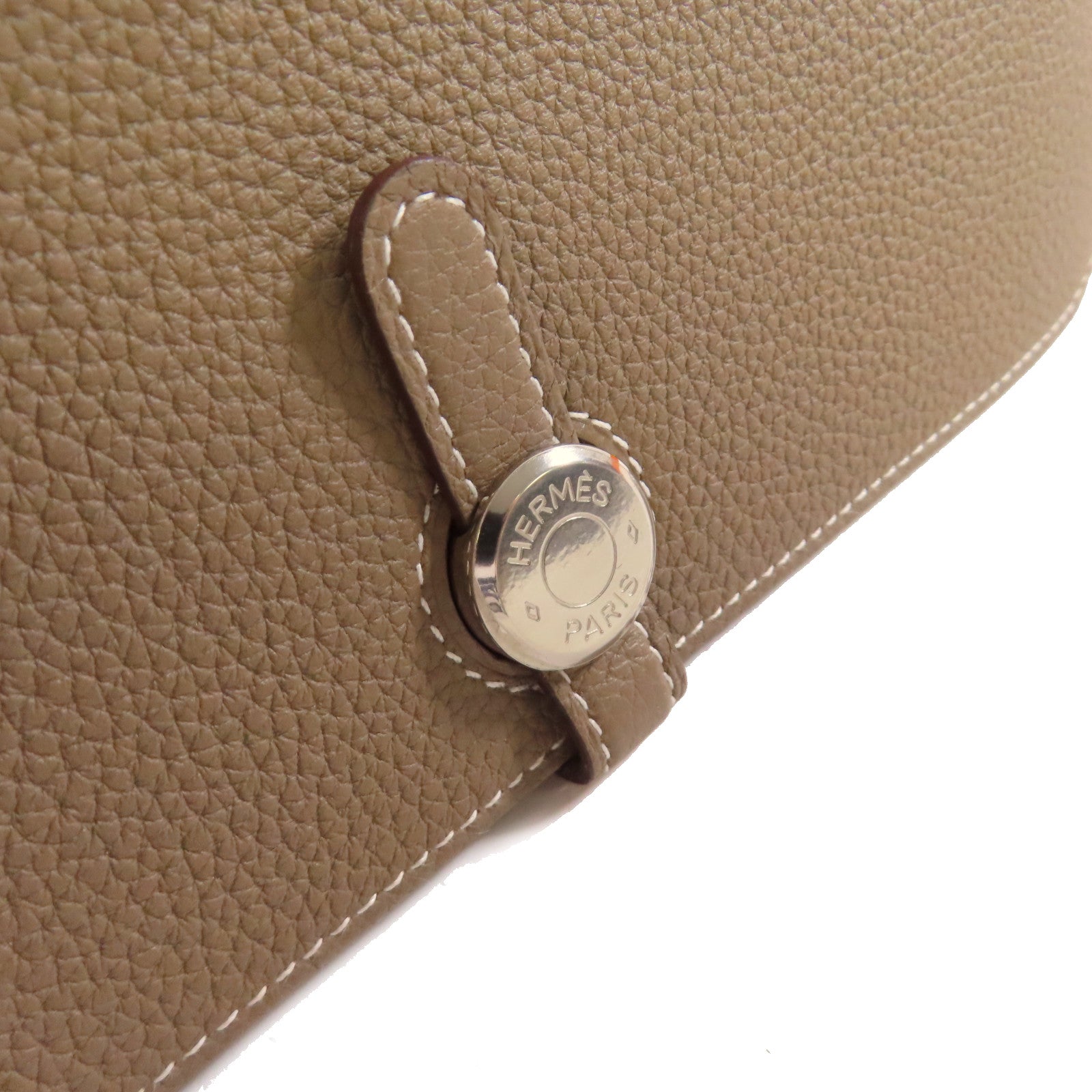 HERMES Togo皮革Dogon Wallet銀扣長錢包Etoupe大象色