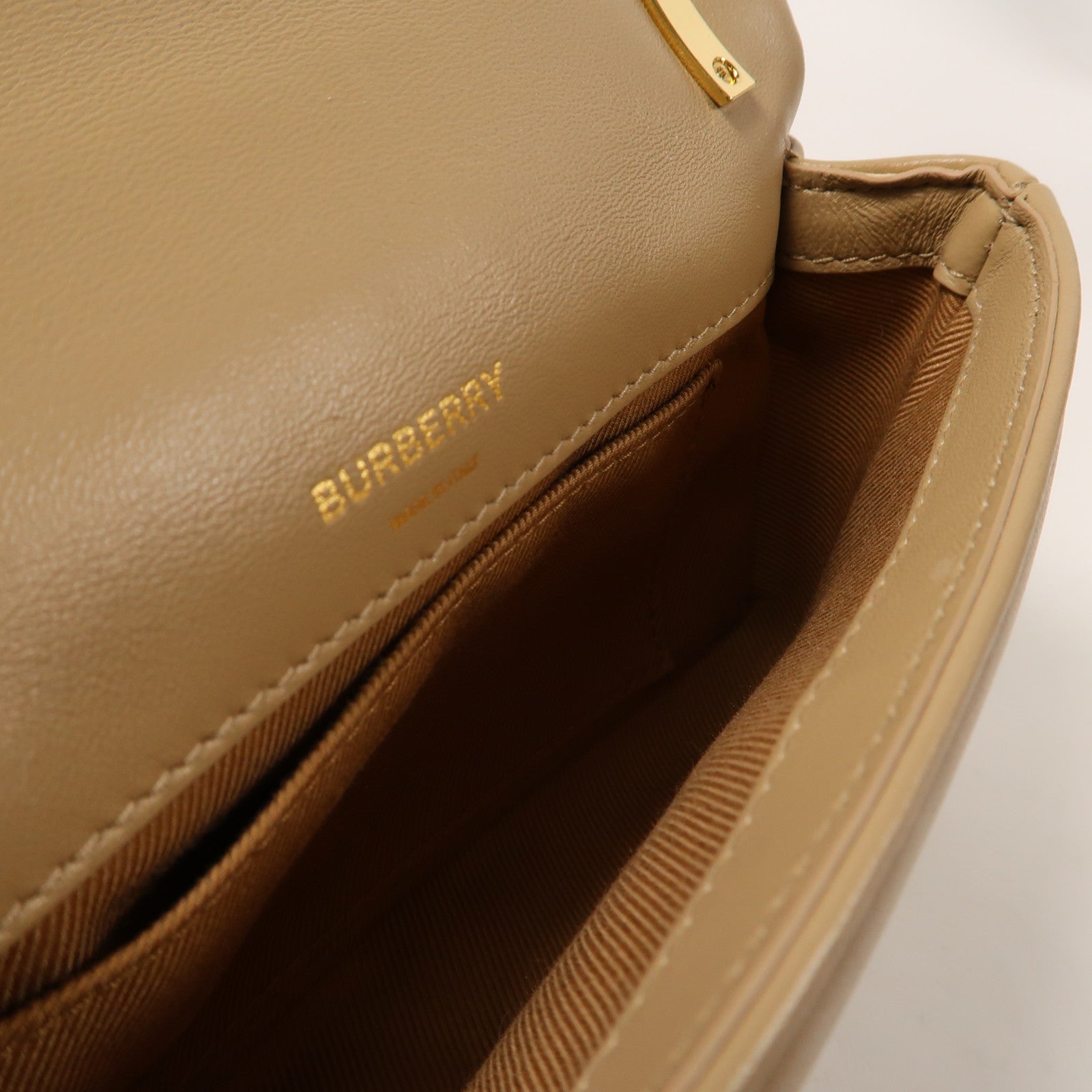 BURBERRY 【激減優惠】牛皮皮革Shoulder Bag金扣鏈帶肩背袋啡色