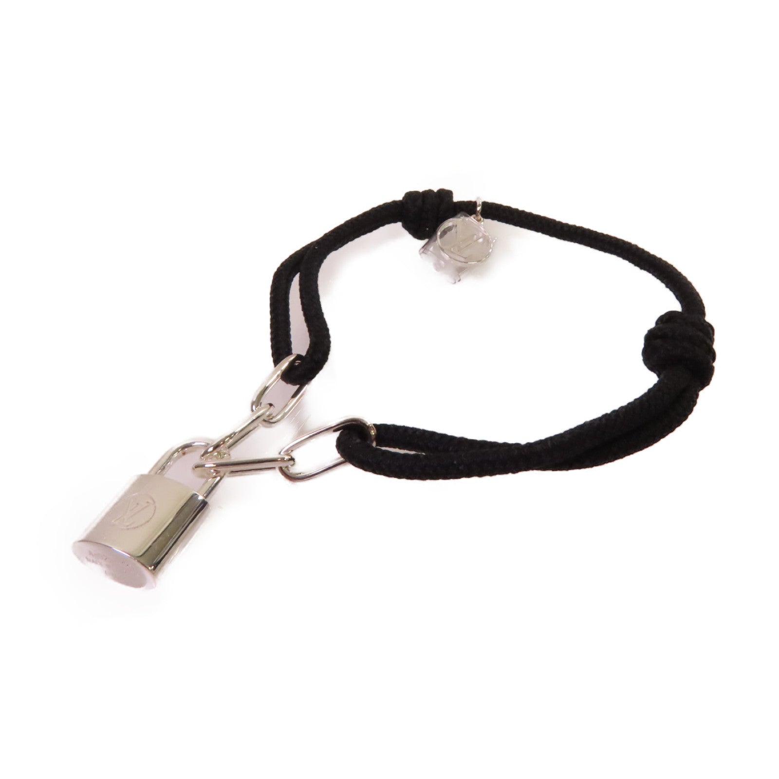 LOUIS VUITTON 952純銀Padlock Bracelet手鏈銀色/黑色