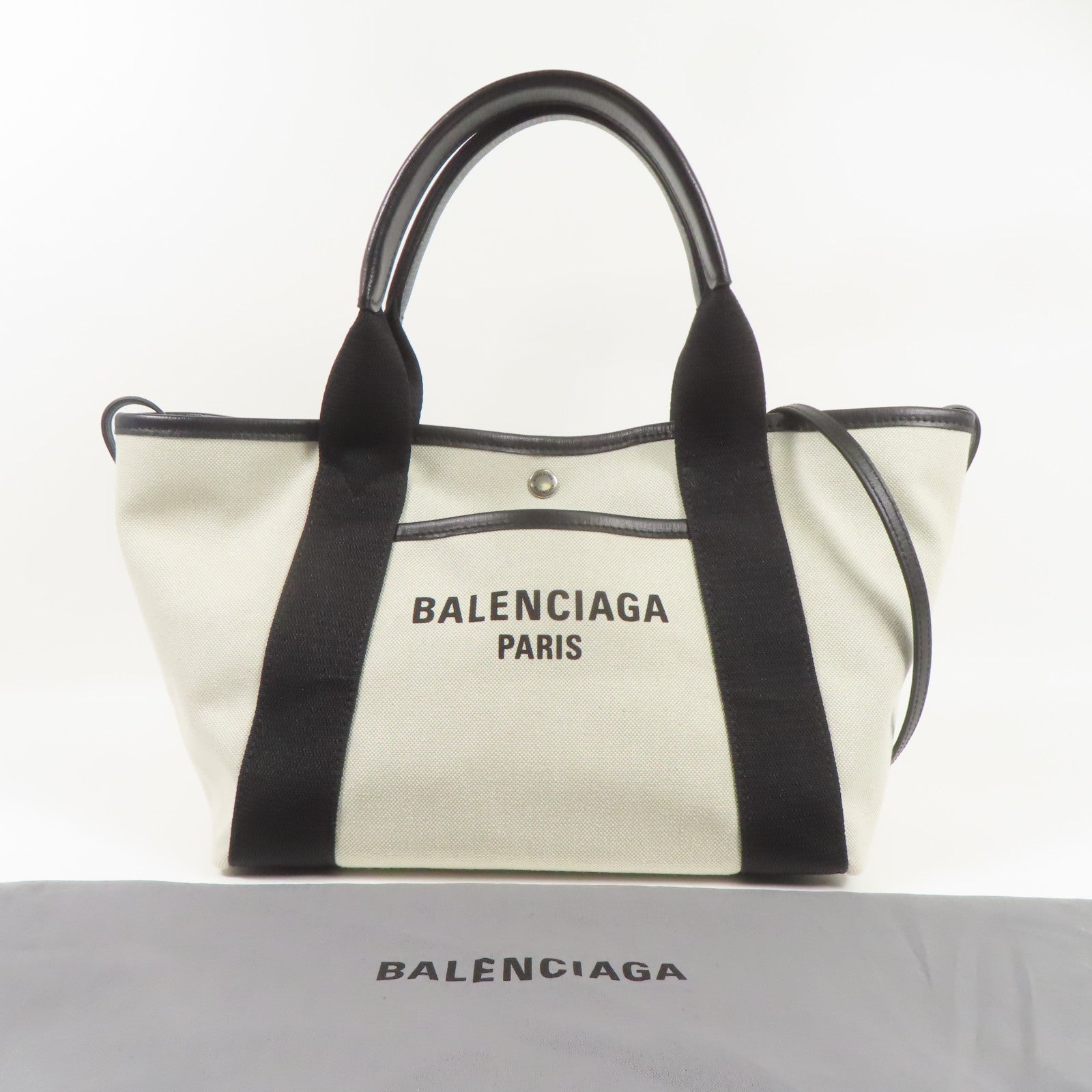 BALENCIAGA 帆布Biarritz Small Bag銀扣手挽肩背兩用袋
