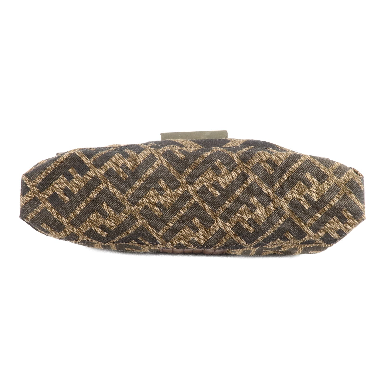 FENDI 帆布/牛皮皮革Zucca Baguette鏈帶肩背袋