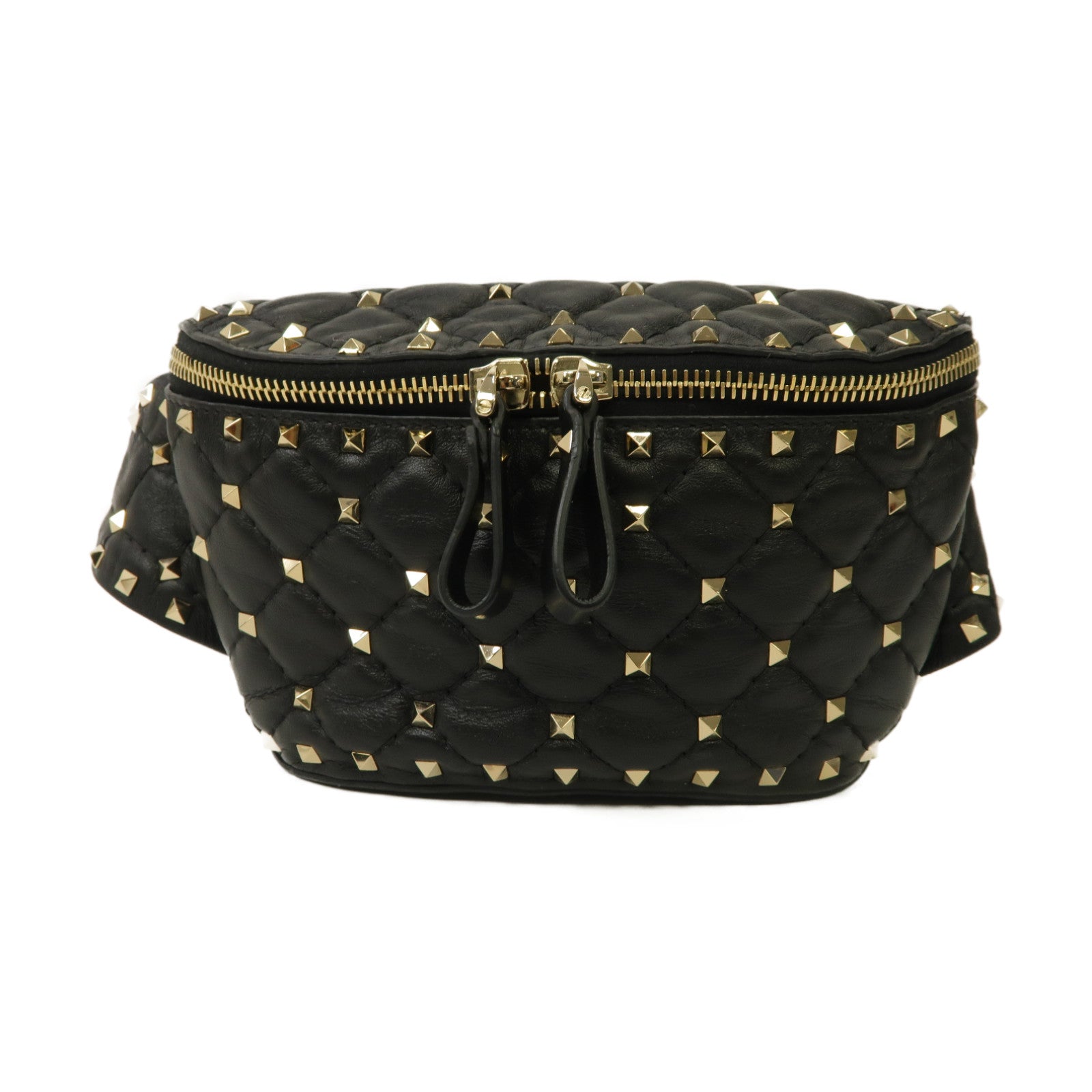 Valentino 牛皮皮革Rockstud Waist Bag金扣腰包黑色