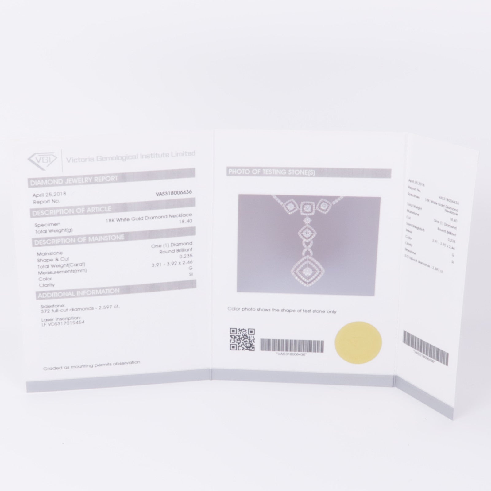 JEWELRY 18K白金Diamond Necklace鑽石項鍊