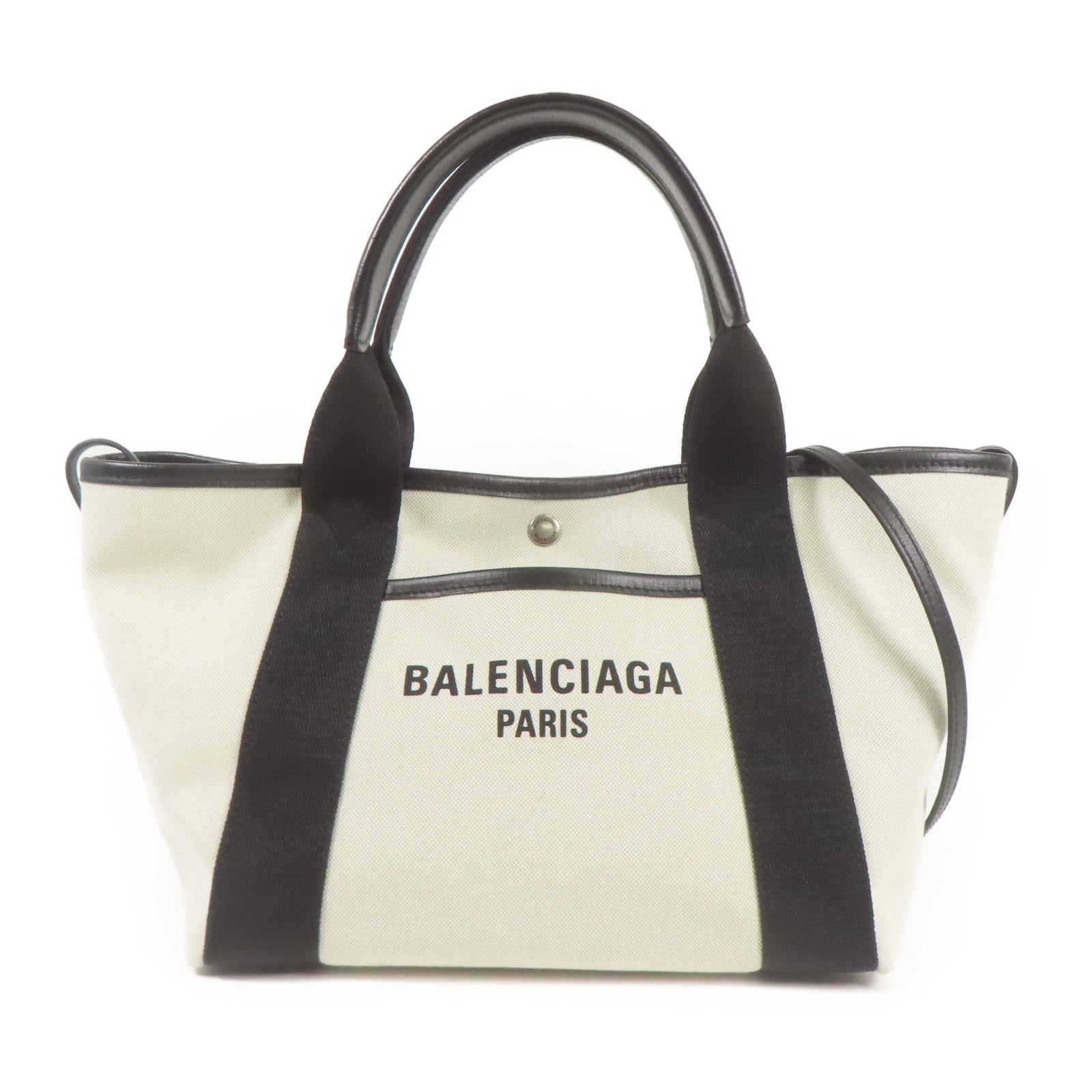 BALENCIAGA 帆布Biarritz Small Bag銀扣手挽肩背兩用袋