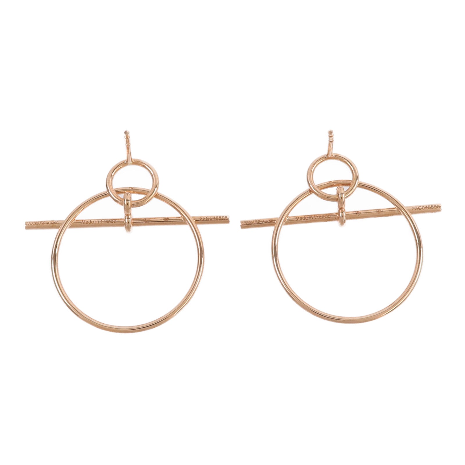 HERMES 18K玫瑰金Loop Earrings耳環