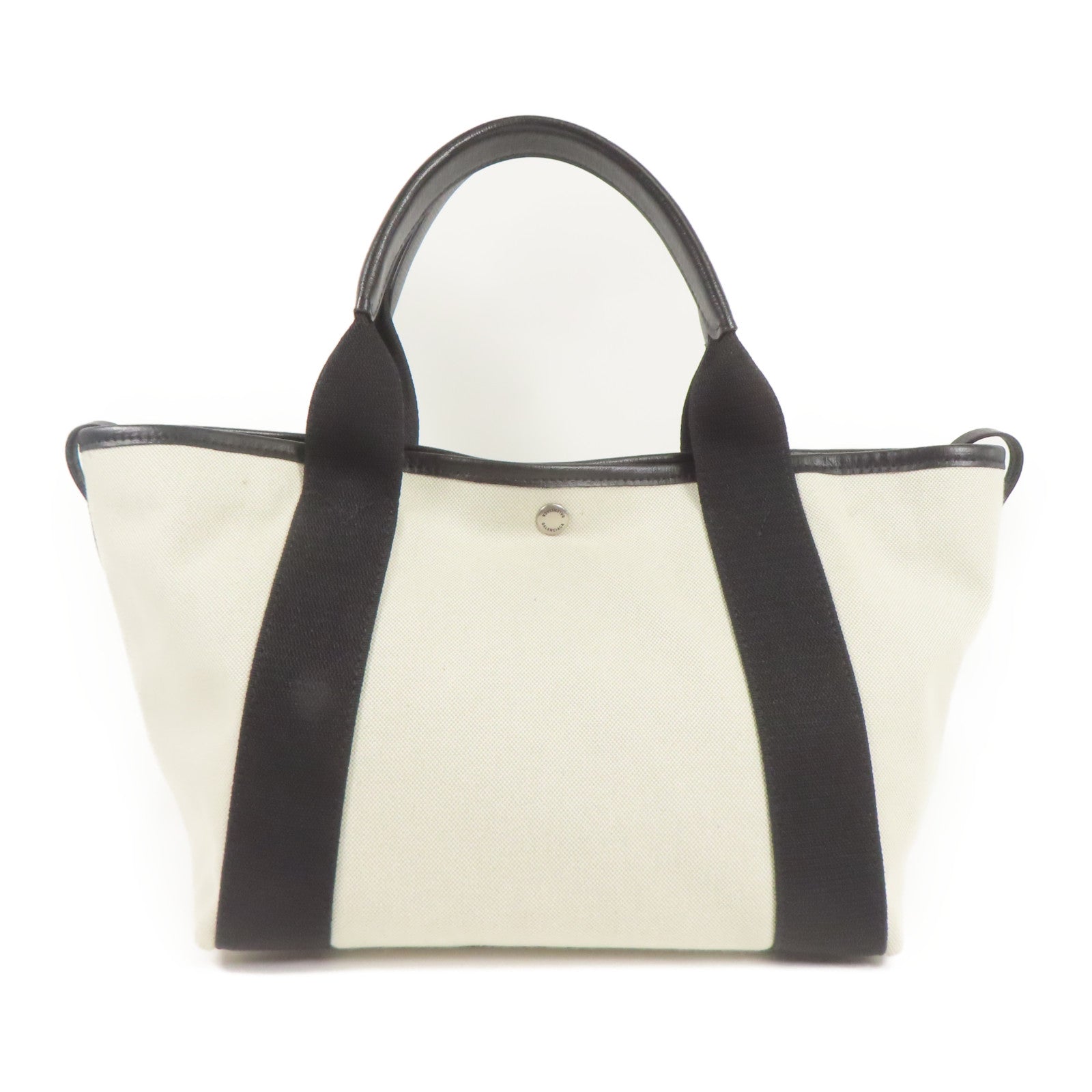 BALENCIAGA 帆布Biarritz Small Bag銀扣手挽肩背兩用袋