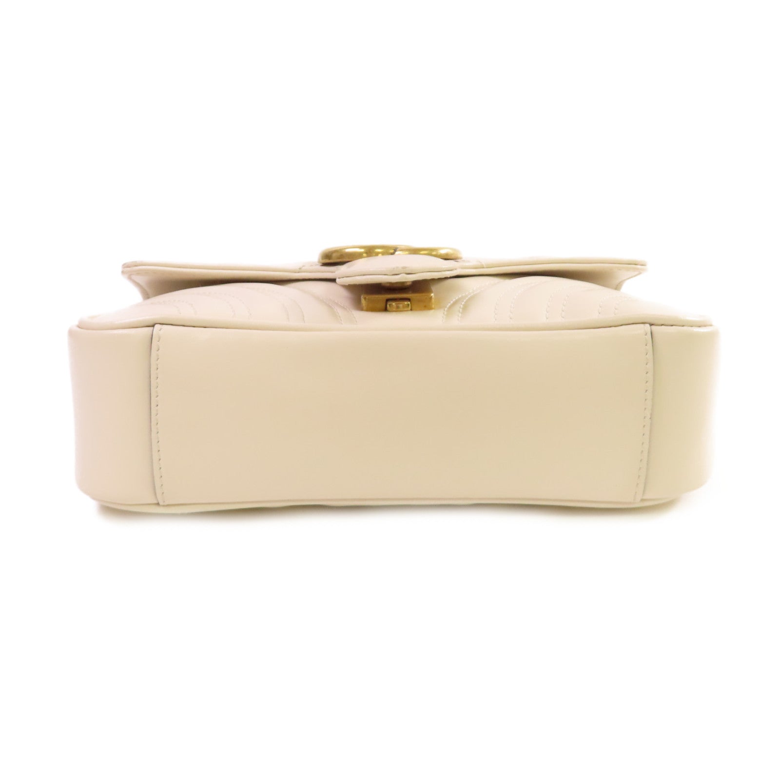 GUCCI 牛皮皮革GG Marmont Mini Chain Shoulder Bag金扣手挽肩背兩用袋米白色