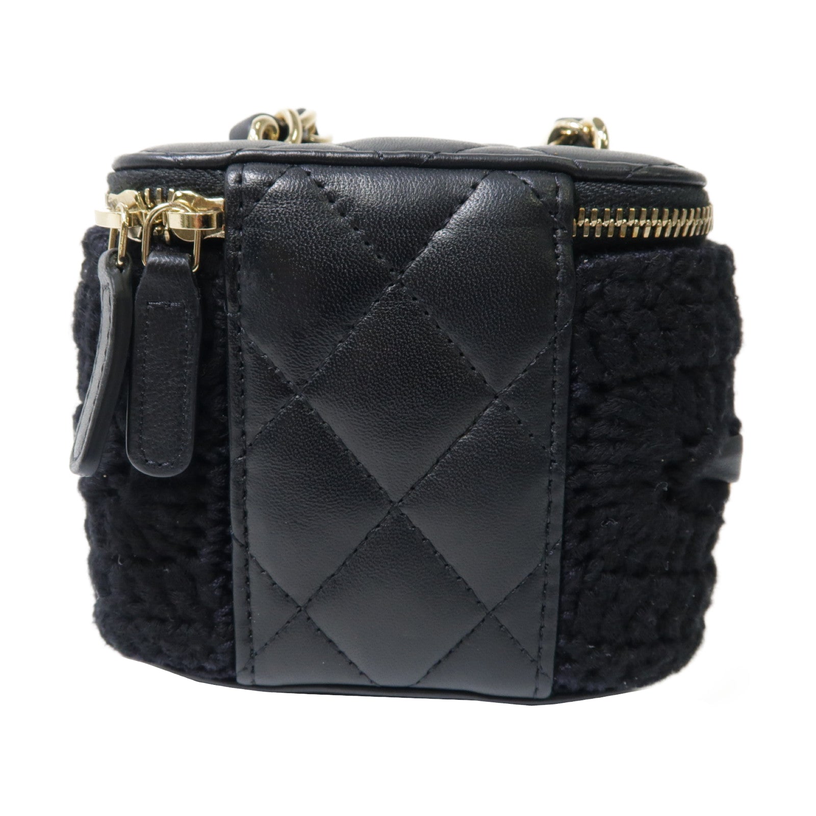 CHANEL 菱格皮革Chain Shoulder金扣鏈帶肩背袋黑色