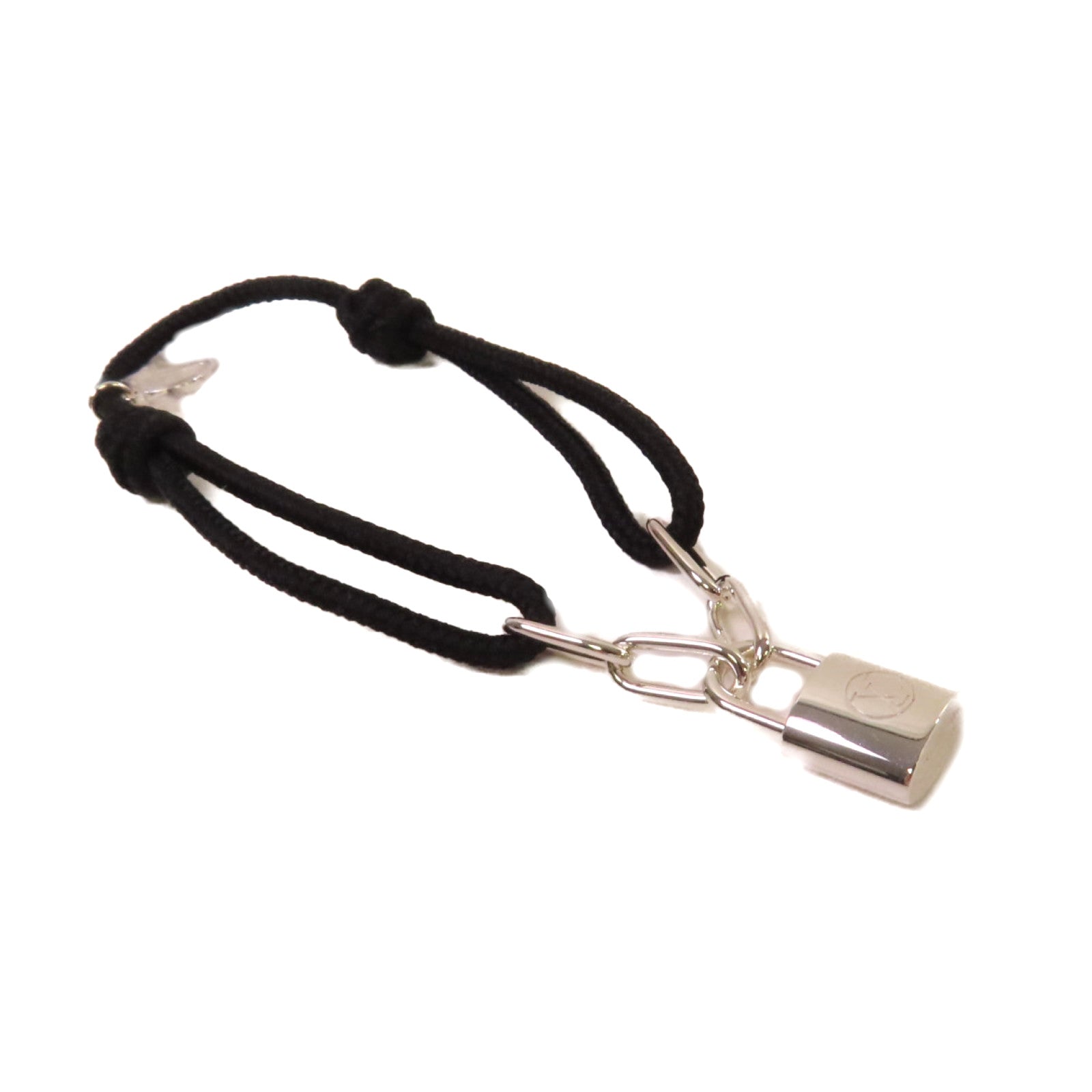 LOUIS VUITTON 952純銀Padlock Bracelet手鏈銀色/黑色