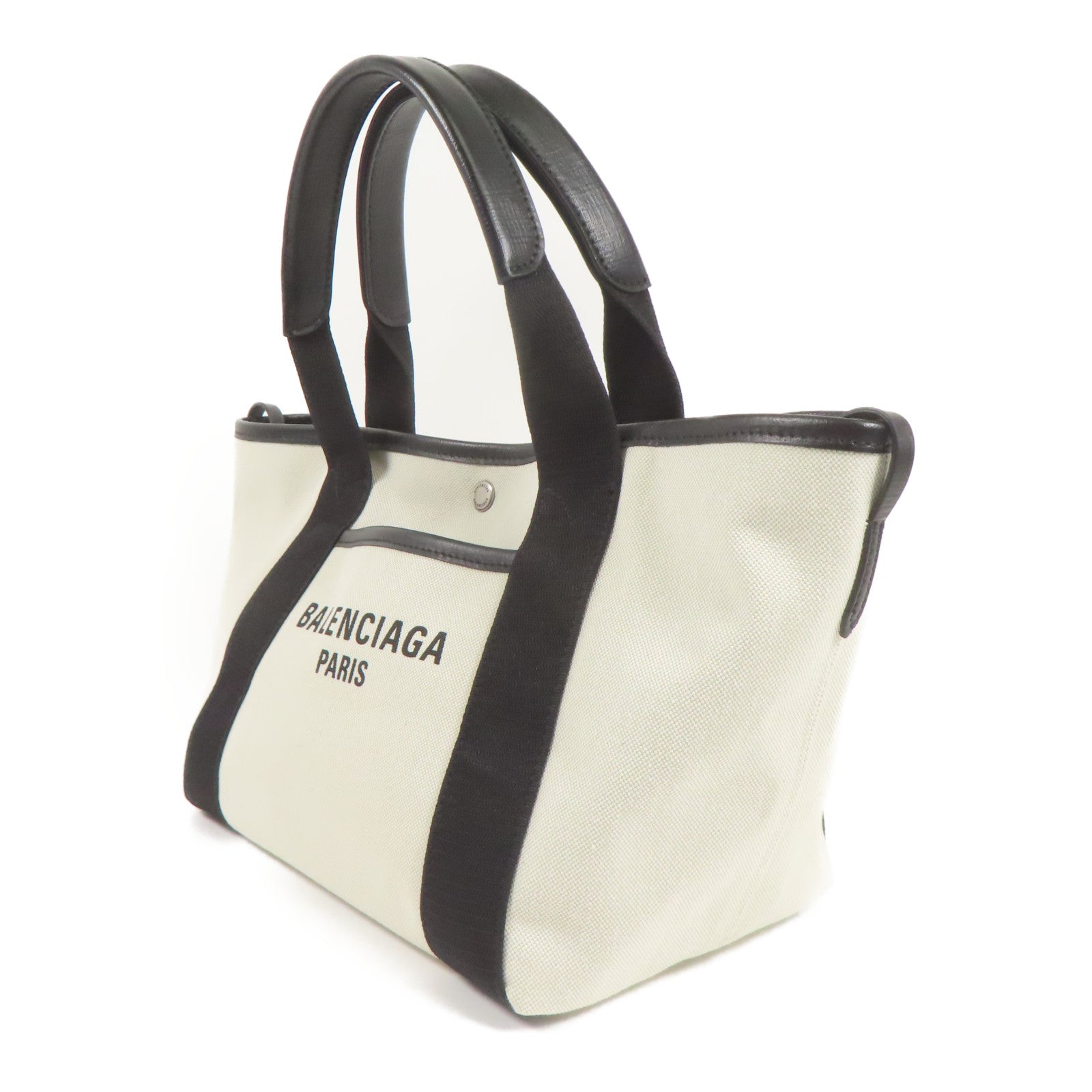 BALENCIAGA 帆布Biarritz Small Bag銀扣手挽肩背兩用袋