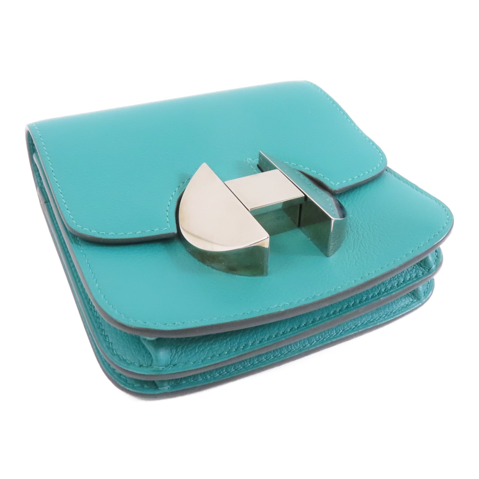 HERMES 【激減優惠】Evercolor皮革2002 Wallet銀扣錢包Vert Verone/綠色