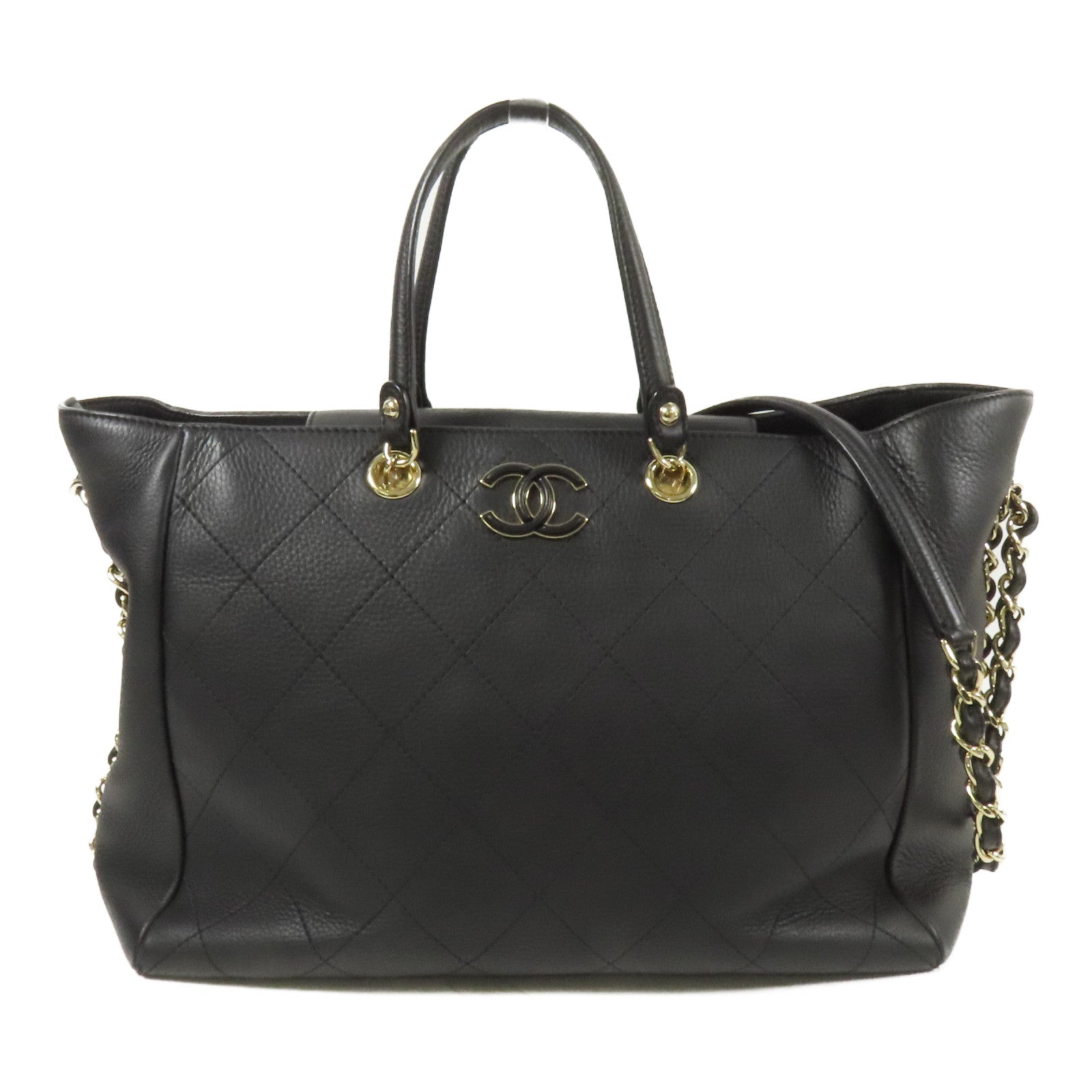 CHANEL 牛皮皮革Tote Bag金扣手挽肩背兩用袋