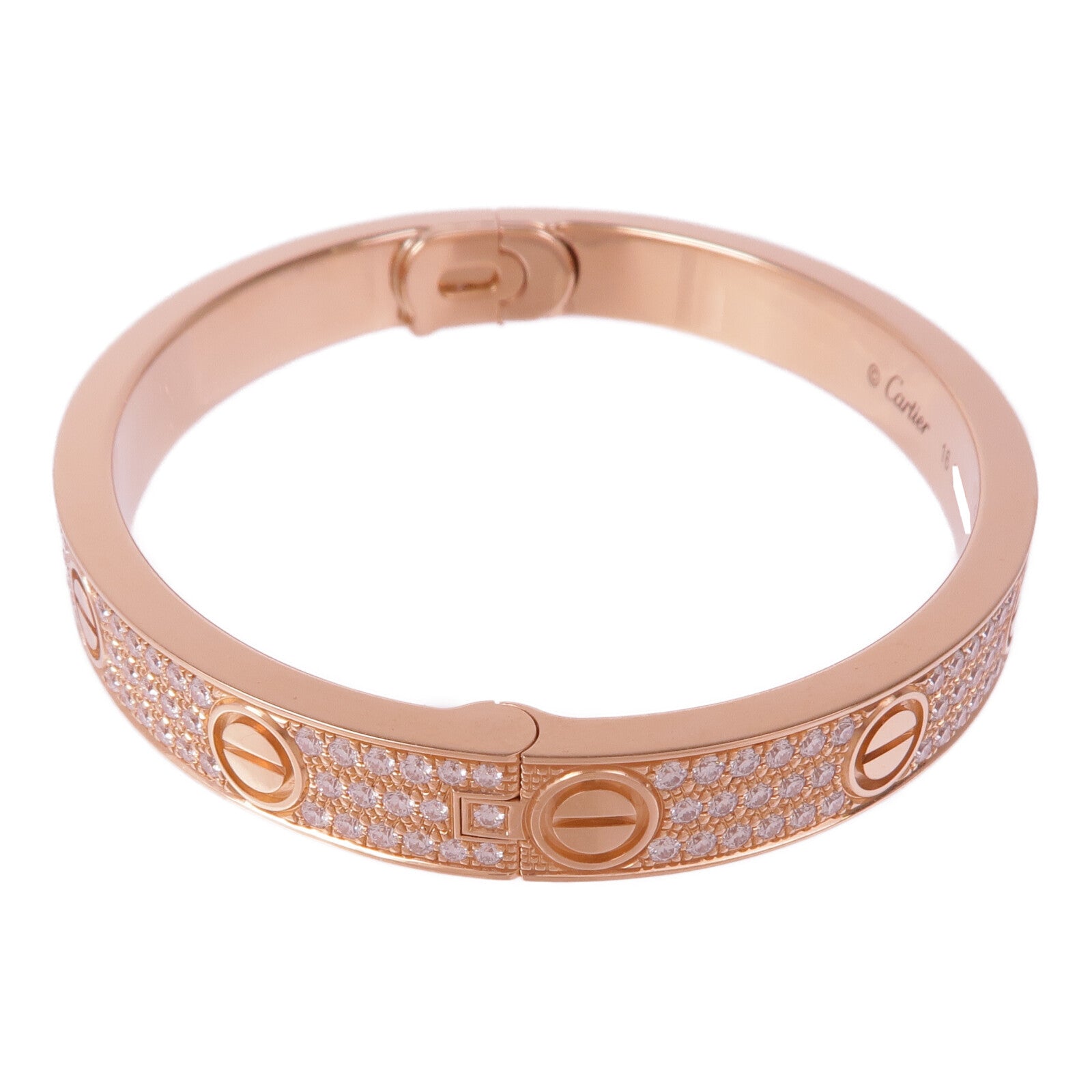 CARTIER 18K玫瑰金Love Bracelet鑽石手鐲Cartier#16