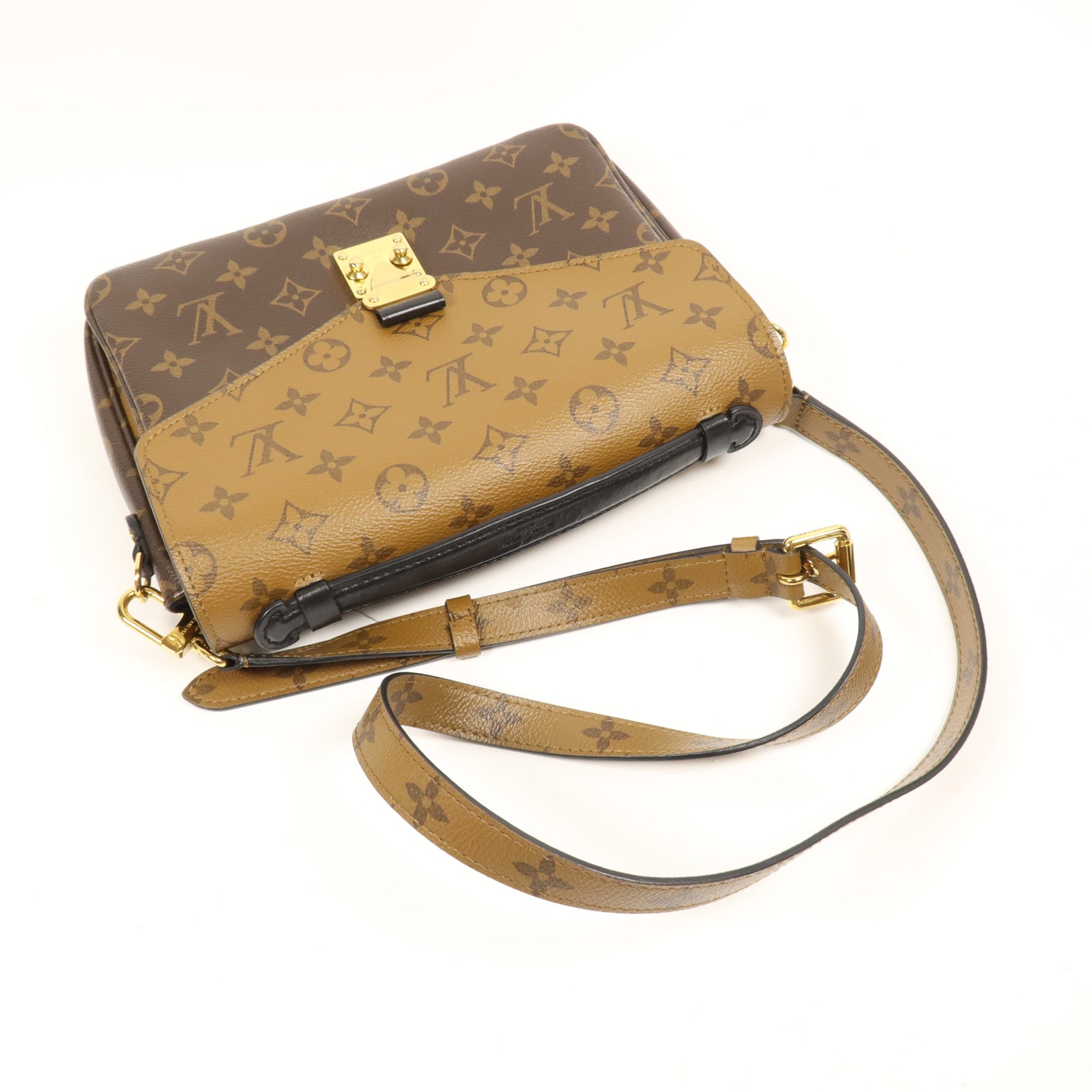 LOUIS VUITTON Monogram Reverse Pochette Metis金扣手挽肩背兩用袋