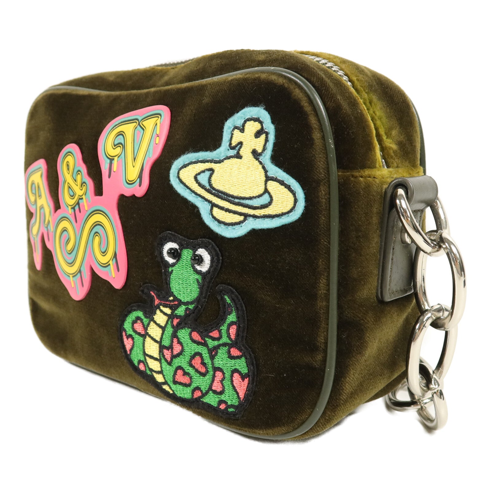 VIVIENNE TAM 天鵝絨Bromley Camera Bag鏈帶肩背袋