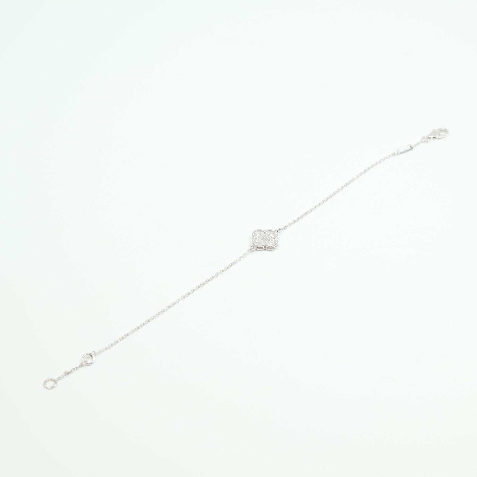 Van Cleef & Arpels 18K白金Sweet Alhambra Diamond鑽石手鏈