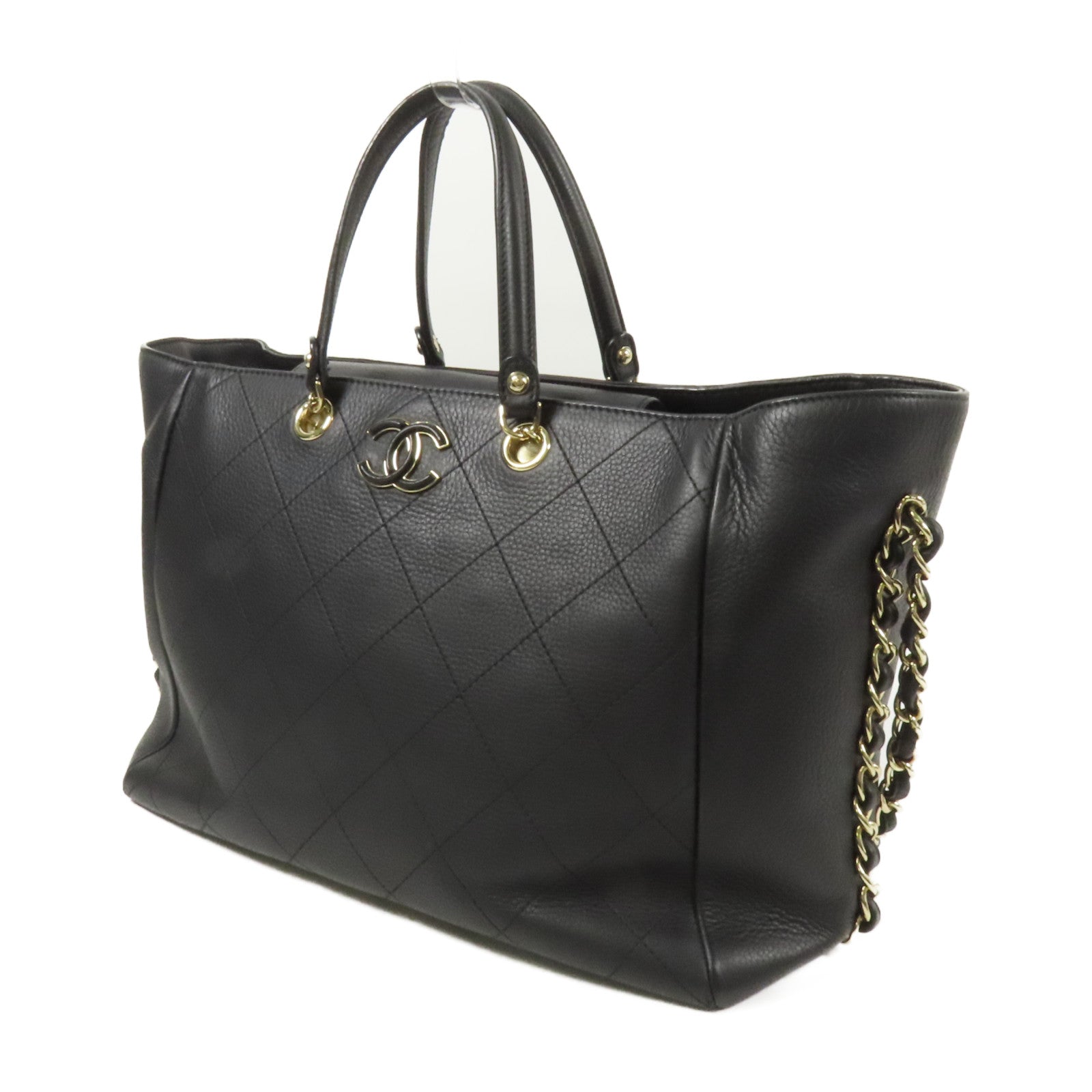 CHANEL 牛皮皮革Tote Bag金扣手挽肩背兩用袋