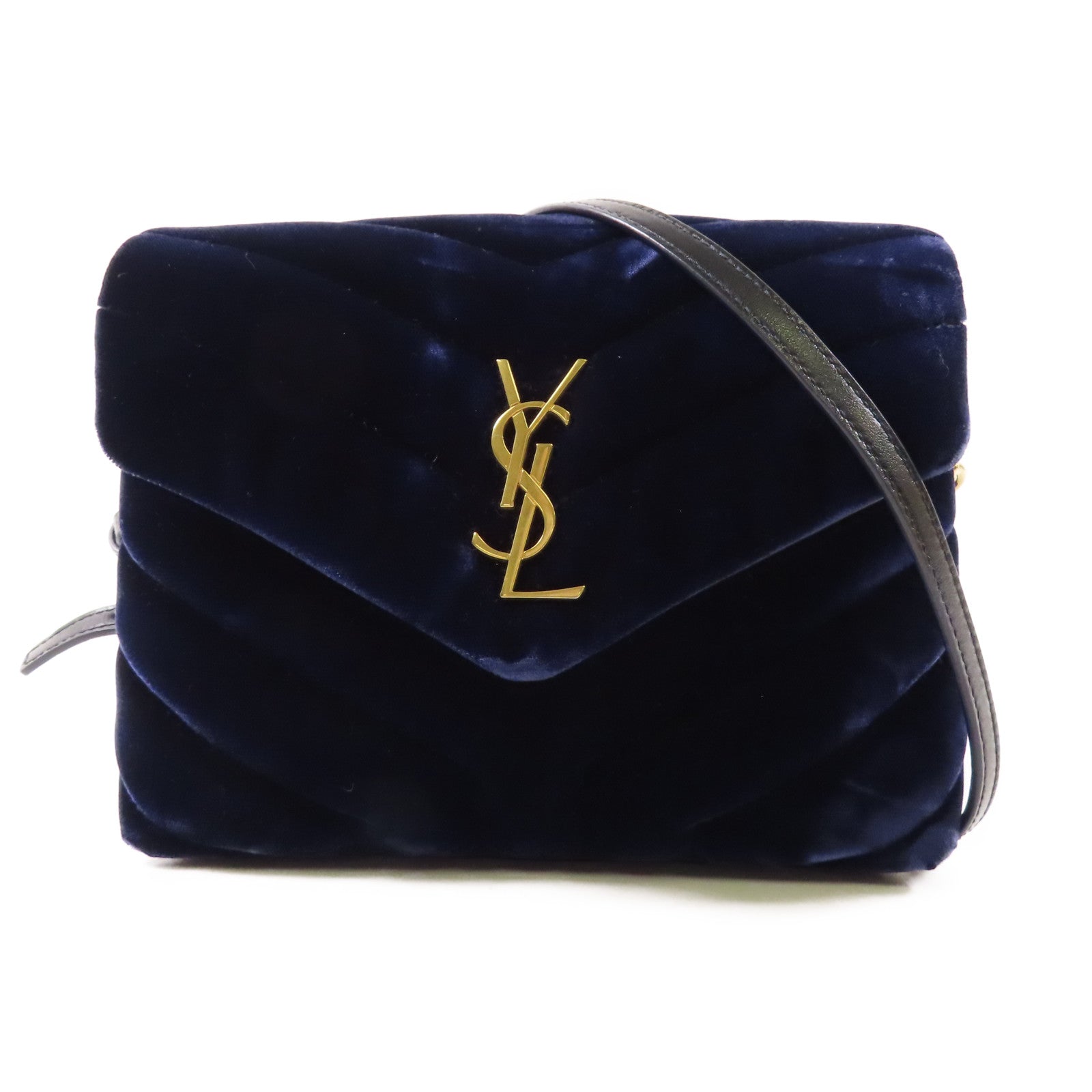 YVES SAINT LAURENT 天鵝絨Shoulder Bag金扣肩背袋