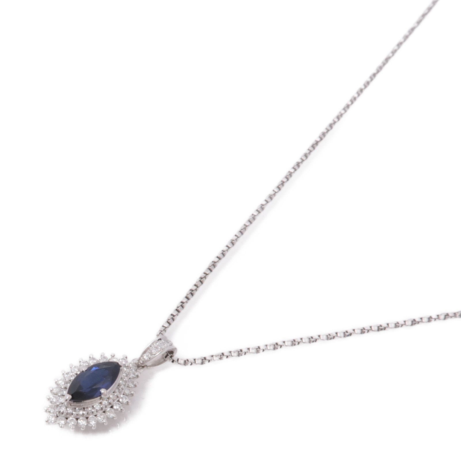 JEWELRY 【激減優惠】PT900/PT850鉑金Sapphire Diamond Necklace藍寶石/鑽石項鍊