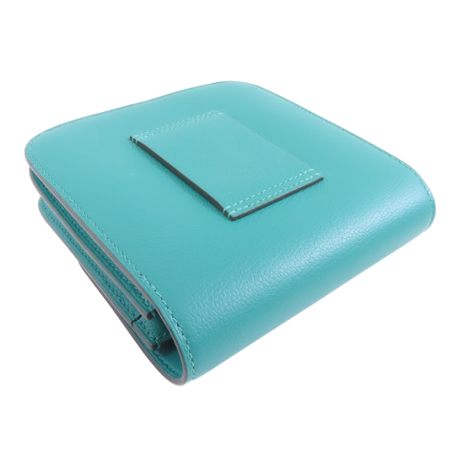 HERMES 【激減優惠】Evercolor皮革2002 Wallet銀扣錢包Vert Verone/綠色