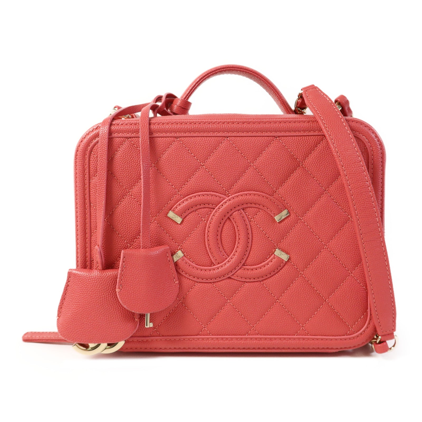 CHANEL 【激減優惠】牛皮皮革Vanity Case金扣手挽肩背兩用袋