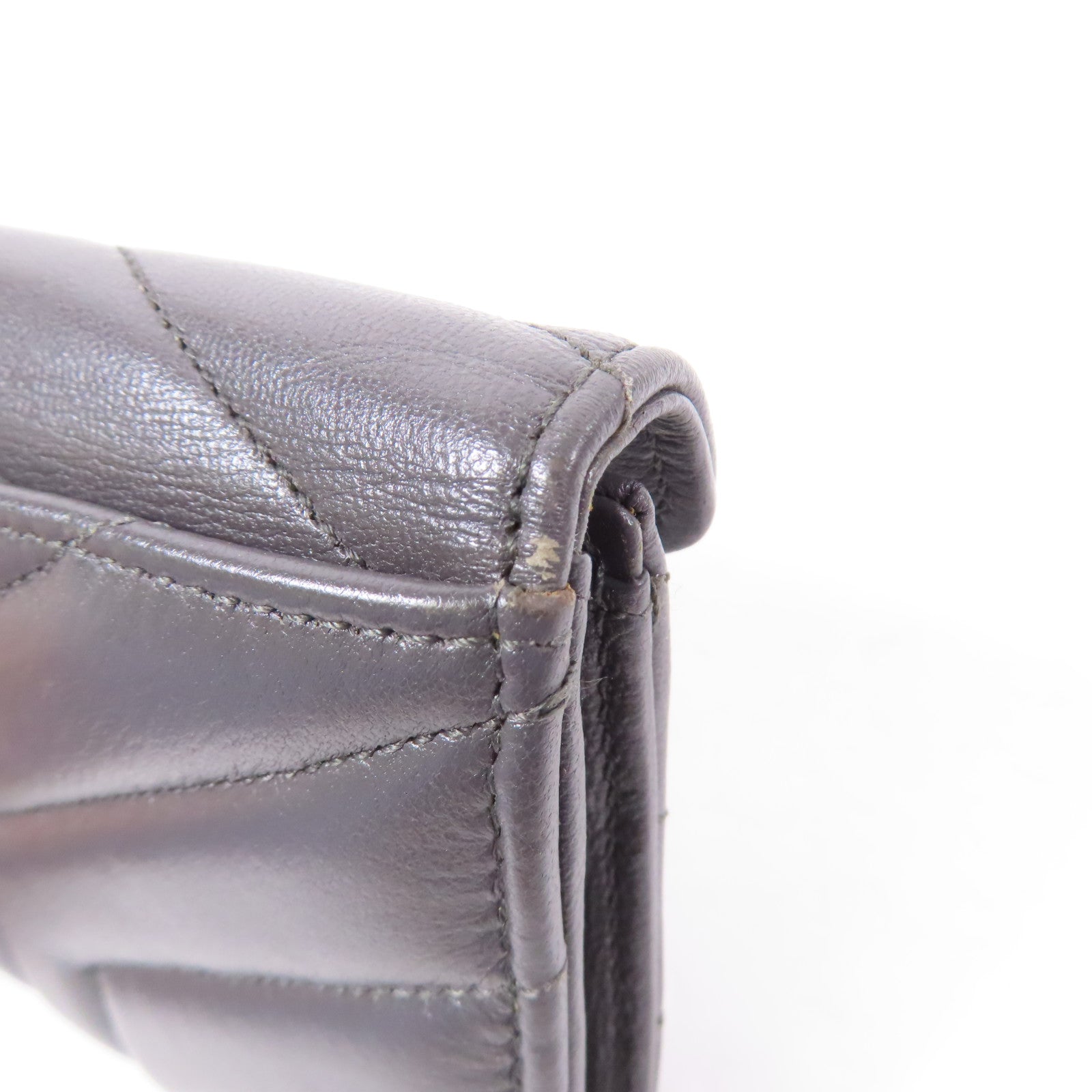 SAINT LAURENT 羊皮皮革Wallet銀扣錢包