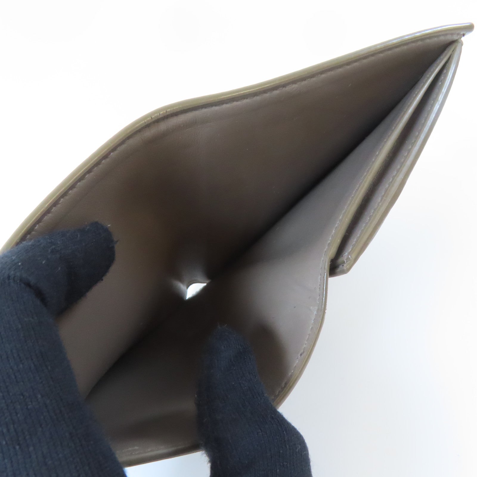 CELINE 牛皮皮革Medium Strap Wallet金扣錢包灰色/淺藍色