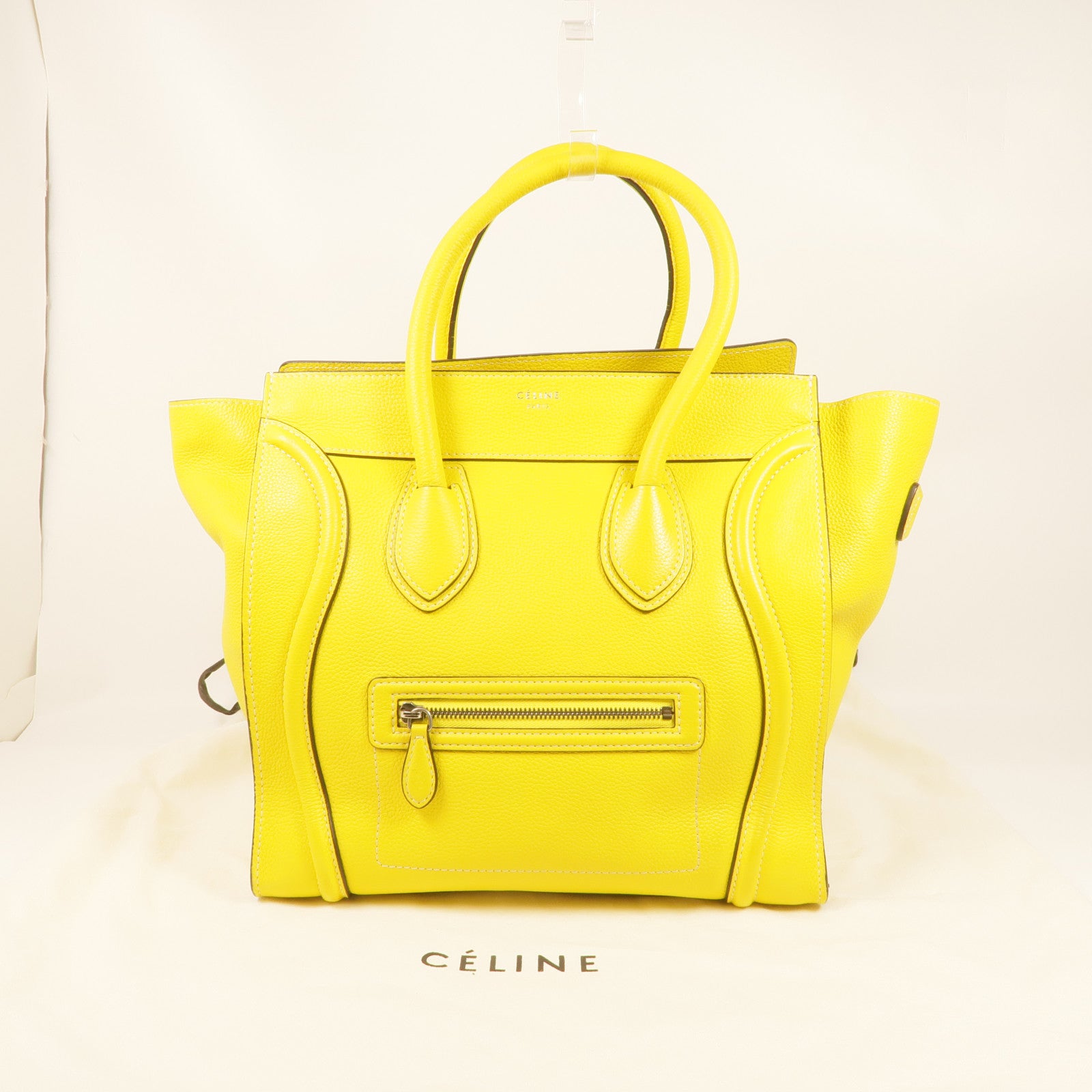 CELINE 牛皮皮革Mini Luggage銀扣手挽袋
