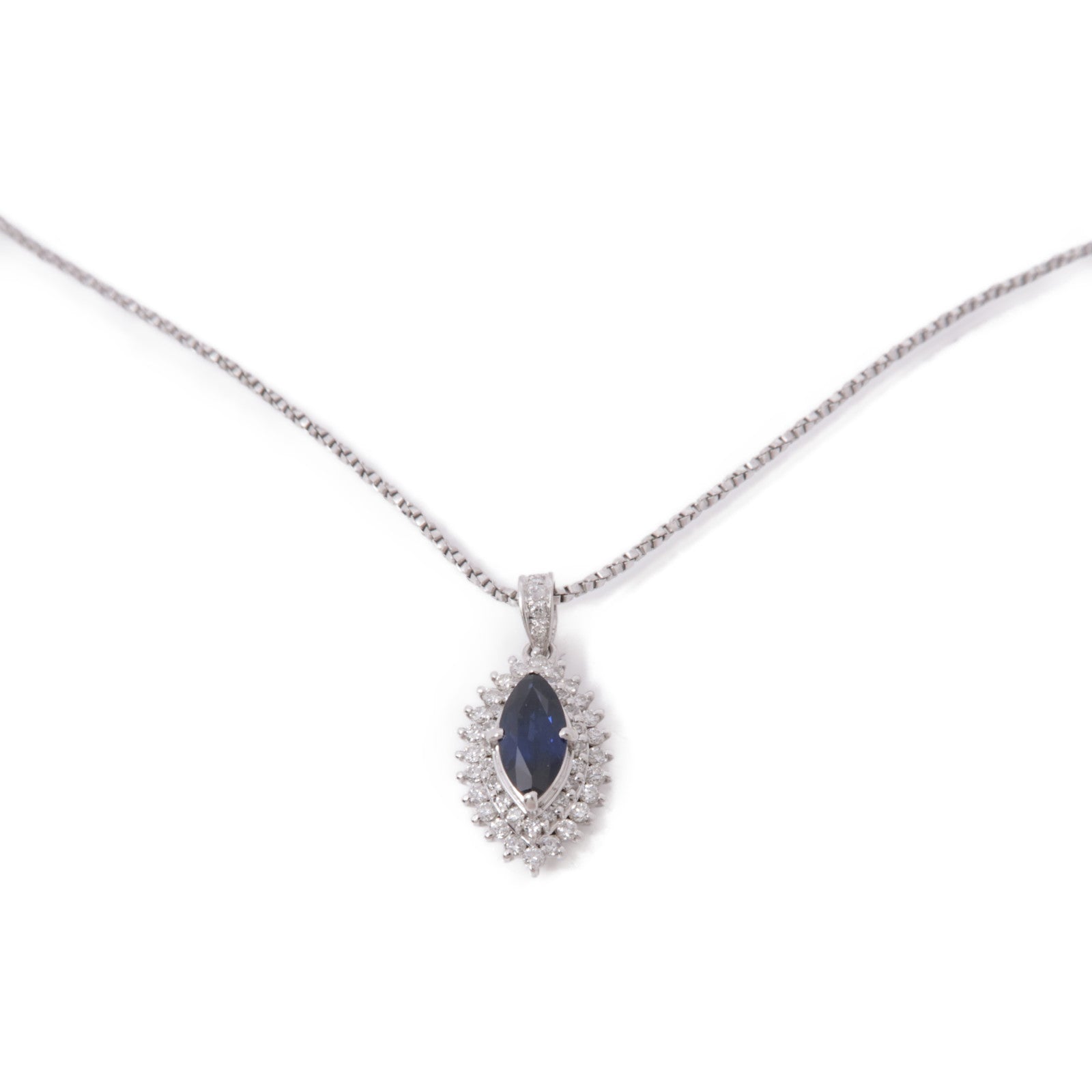 JEWELRY 【激減優惠】PT900/PT850鉑金Sapphire Diamond Necklace藍寶石/鑽石項鍊