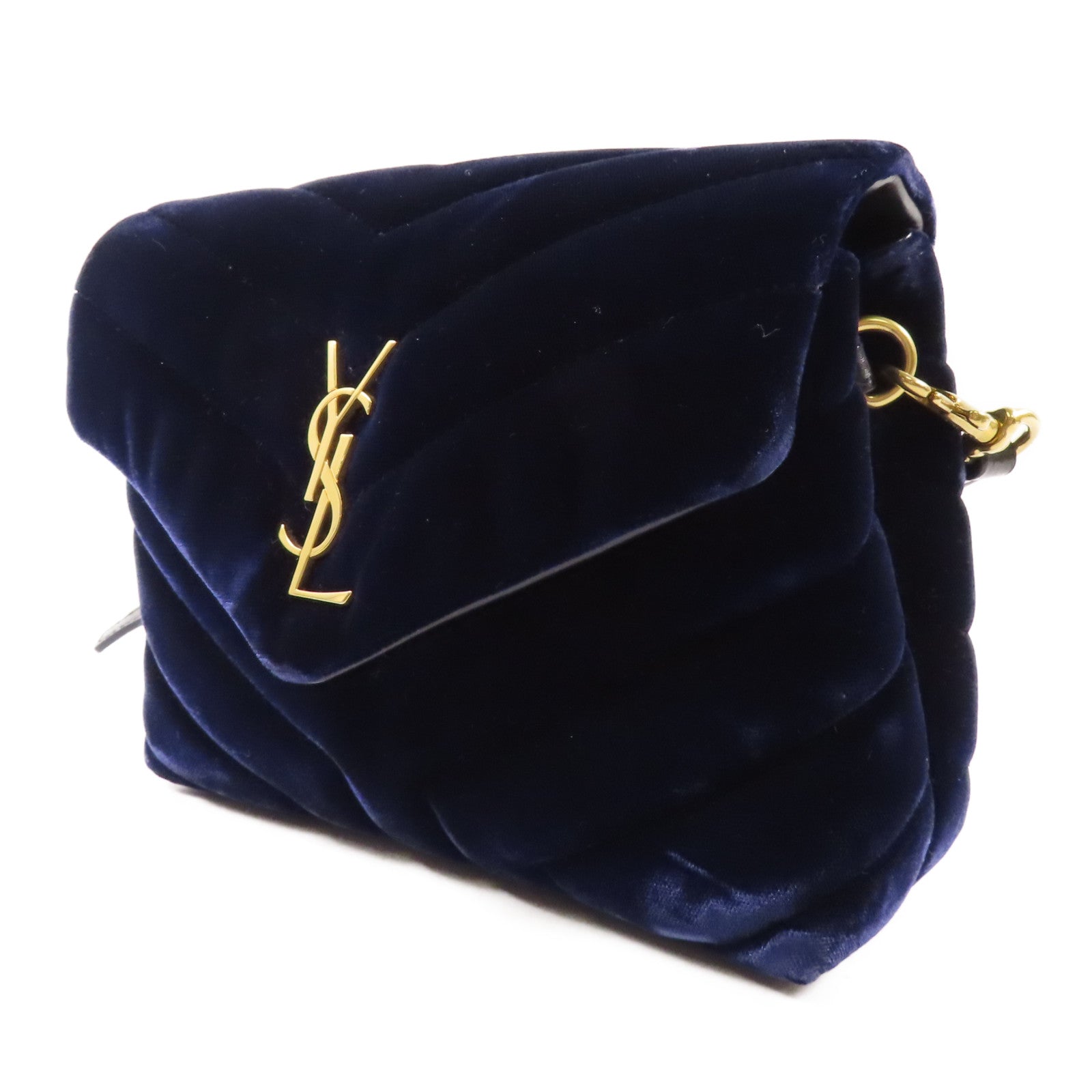 YVES SAINT LAURENT 天鵝絨Shoulder Bag金扣肩背袋