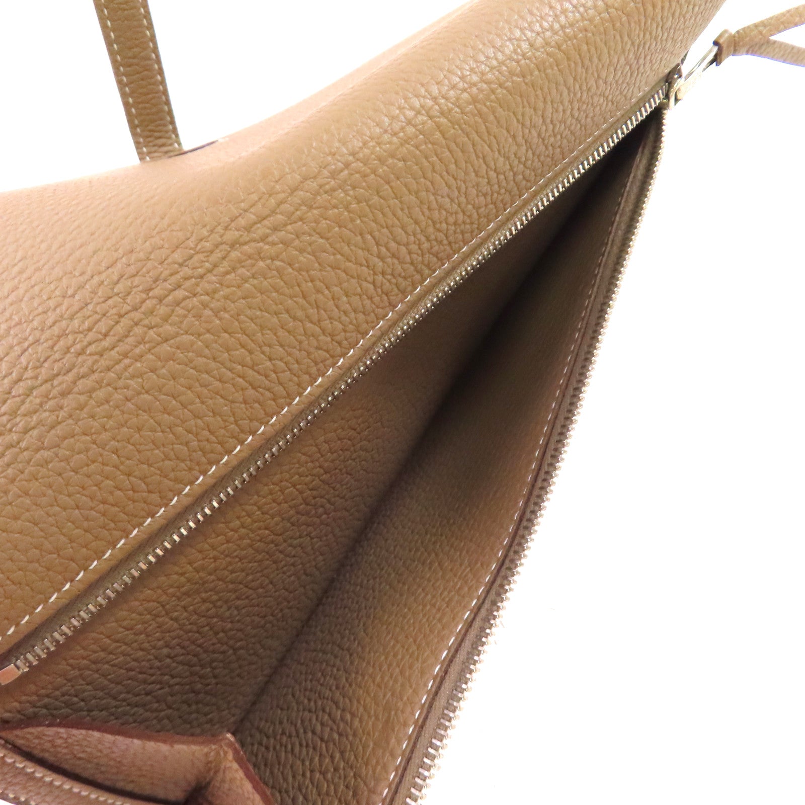 HERMES Togo皮革Dogon Wallet銀扣長錢包Etoupe大象色